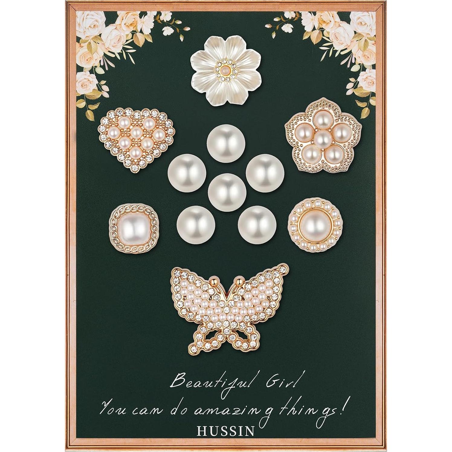 HUSSIN 12 Piezas Encantos de Zapatos Brillantes para Mujeres