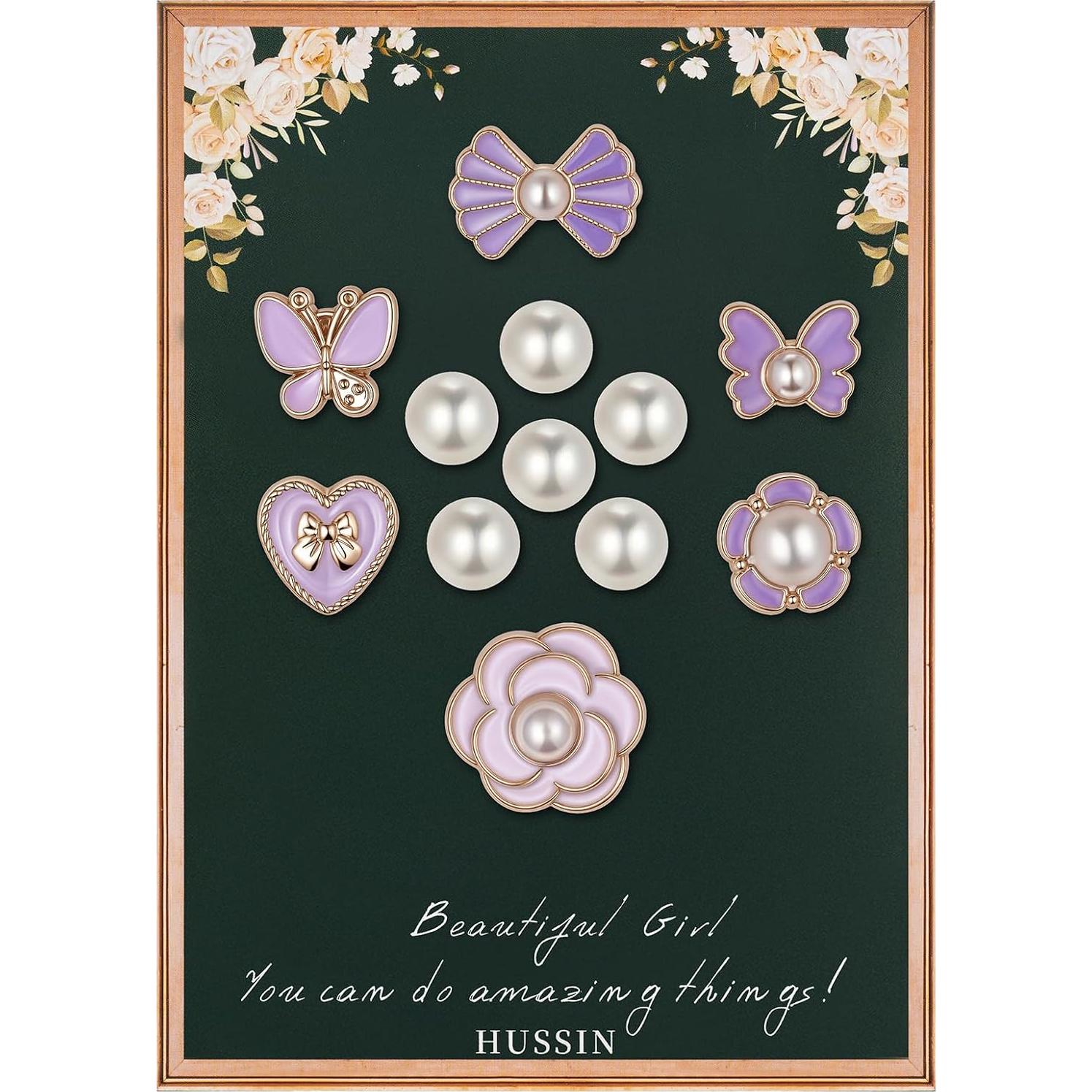 HUSSIN 12 Piezas Encantos de Zapatos Brillantes para Mujeres