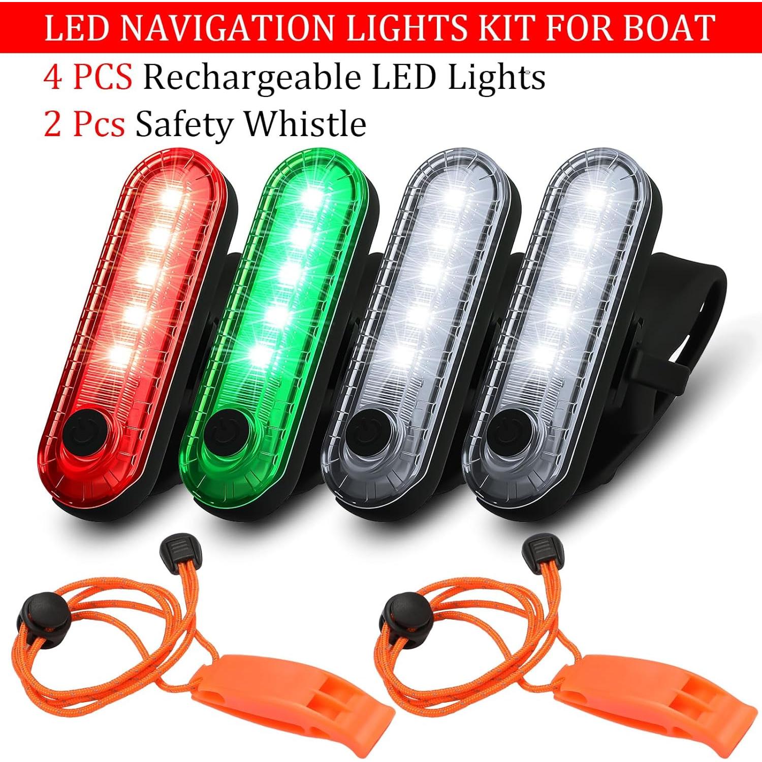 Luces LED de Navegación Treela para Kayak 6 Pcs con Silbatos