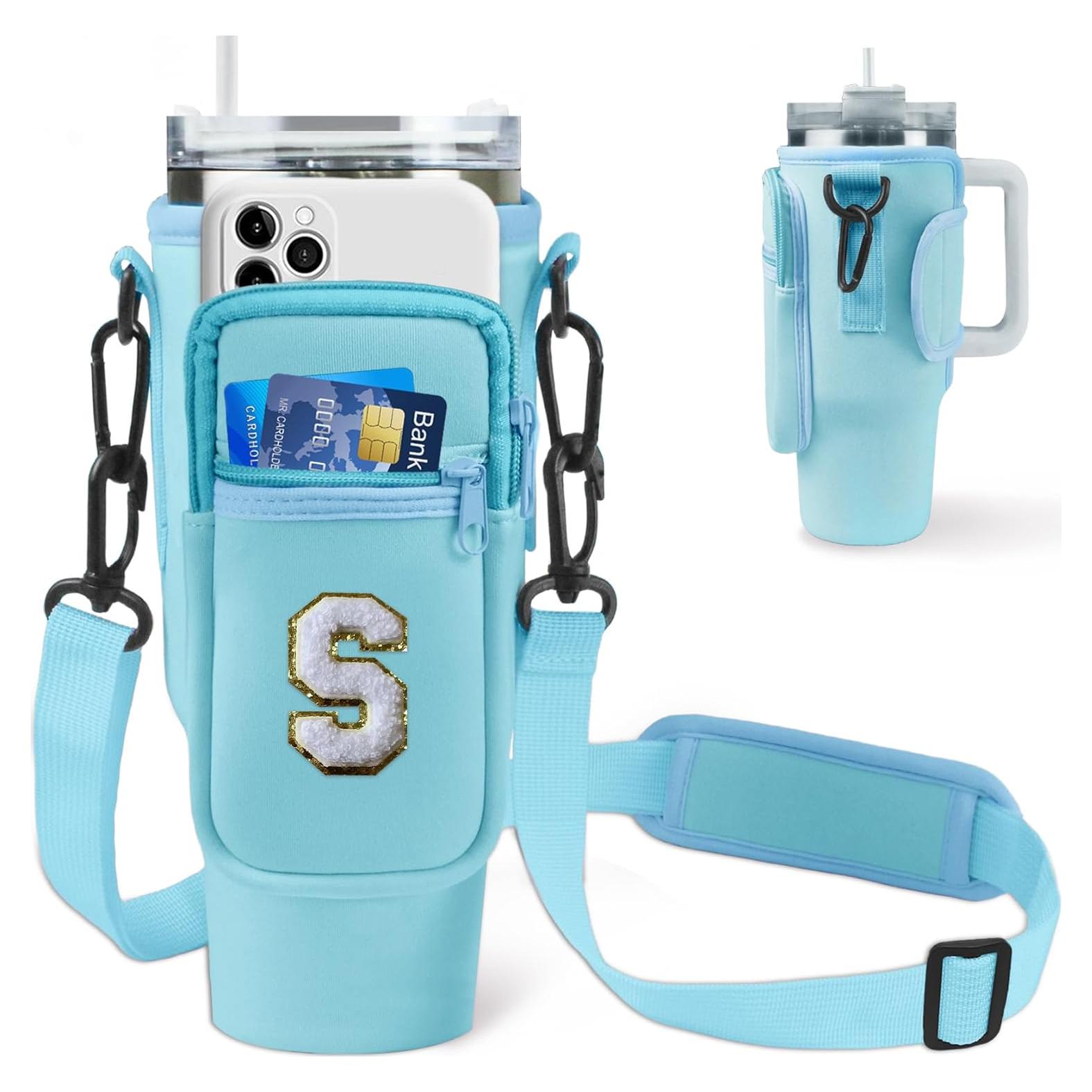 Bolsa Portabotellas de Agua Aganmi con Correa para 1.18L Azul