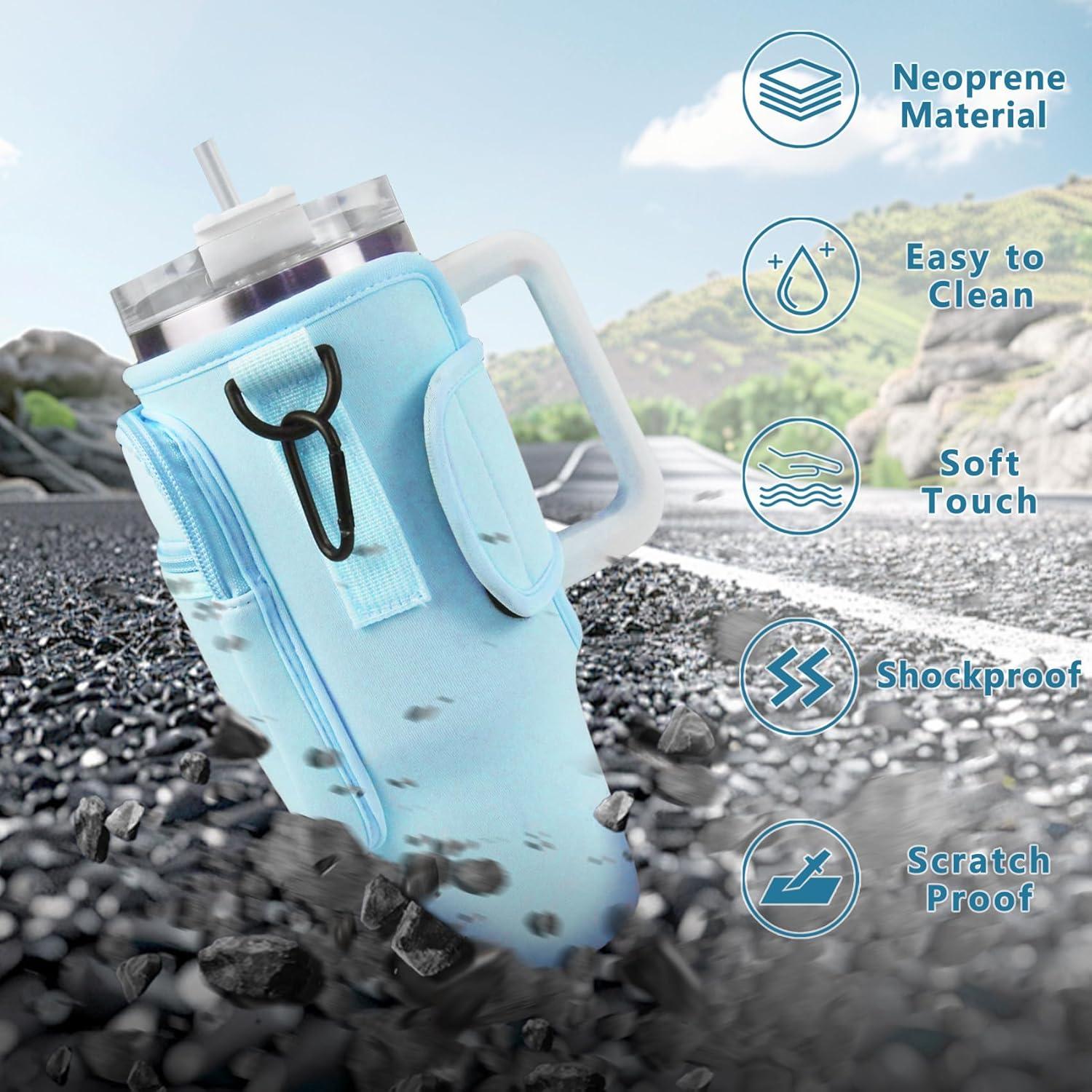 Bolsa Portabotellas de Agua Aganmi con Correa para 1.18L Azul