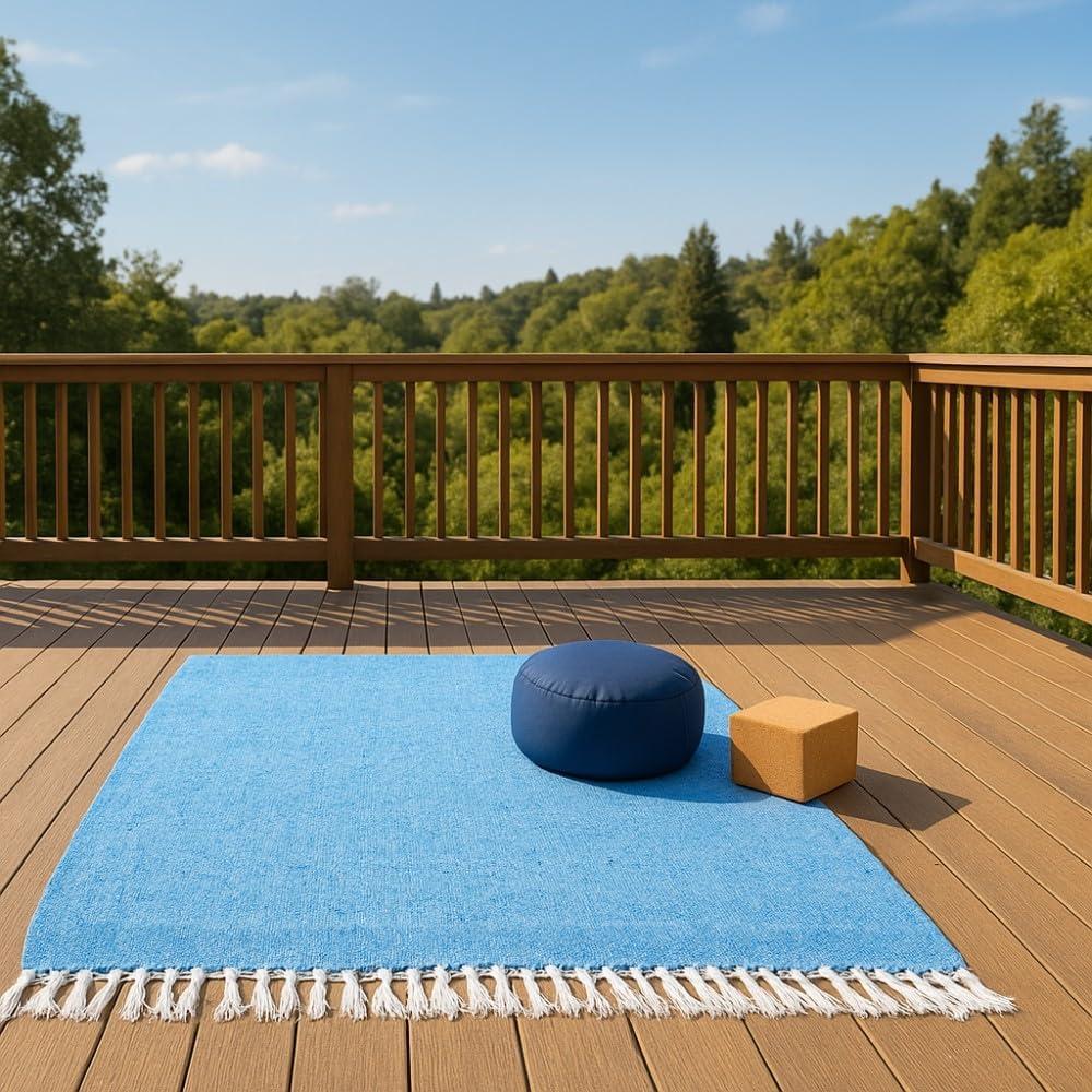 Manta de Yoga Open Road Goods Aqua 203x127 cm Tejida a Mano