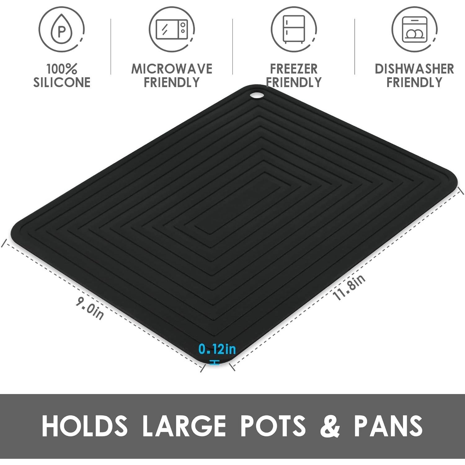 Trivetes de Silicona SPUVGVC 2 Piezas Negro Resistente al Calor