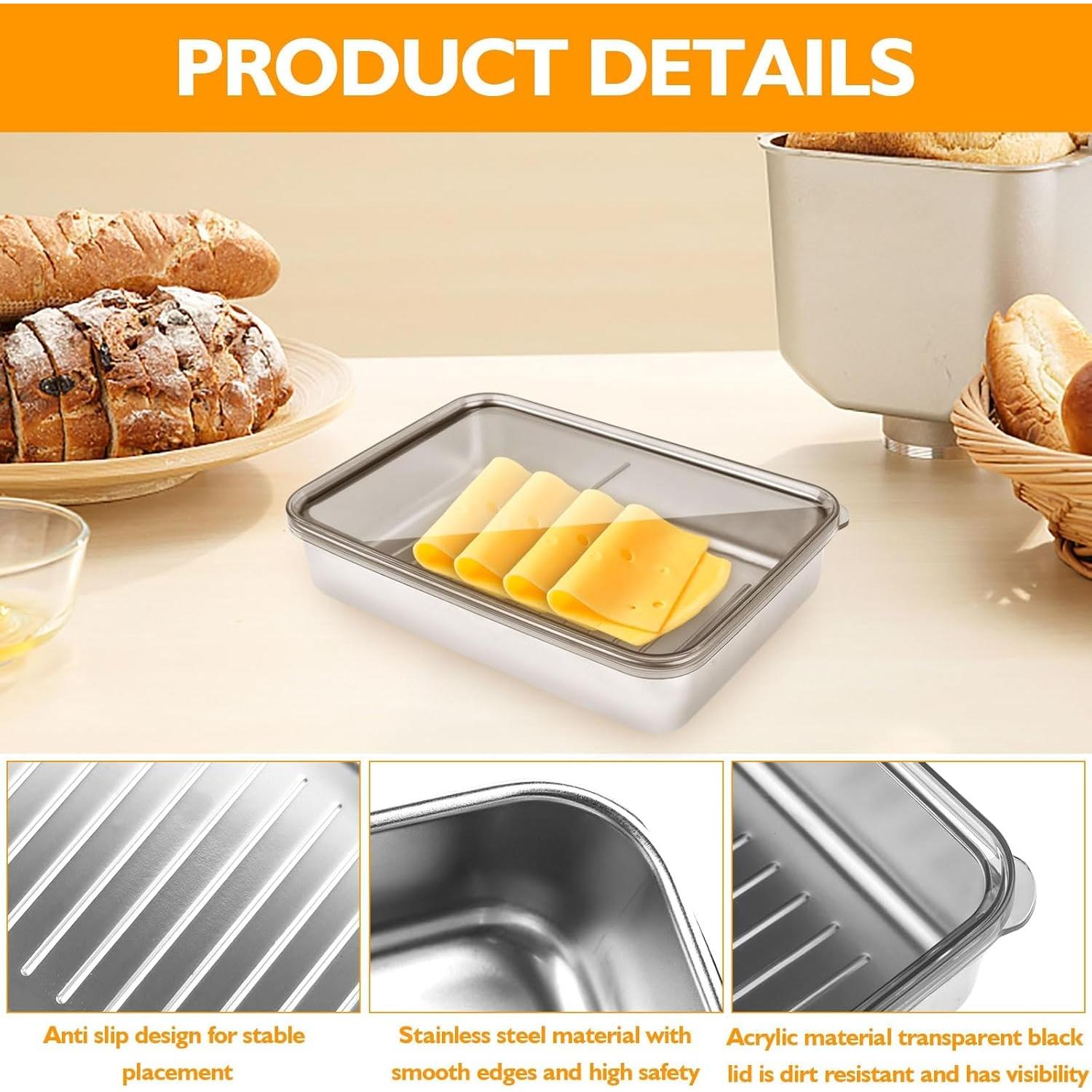 Contenedor de Almacenamiento de Carne Inoxidable UNVSTIAR 2 Pcs