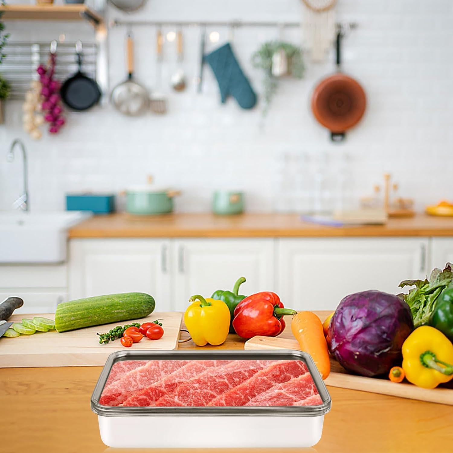 Contenedor de Almacenamiento de Carne Inoxidable UNVSTIAR 2 Pcs