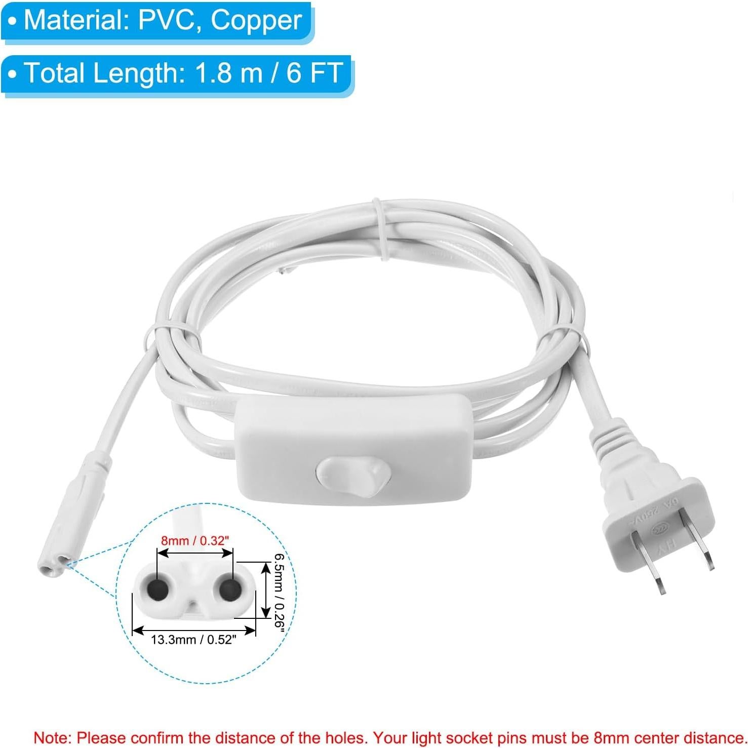 Cordón de Alimentación LED PATIKIL 1.8m con Interruptor - 2 Piezas