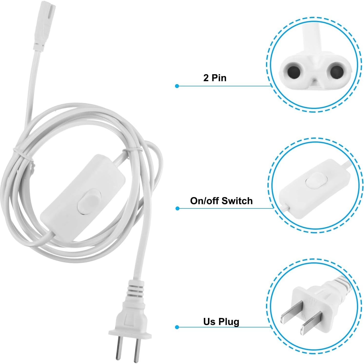 Cordón de Alimentación LED PATIKIL 1.8m con Interruptor - 2 Piezas