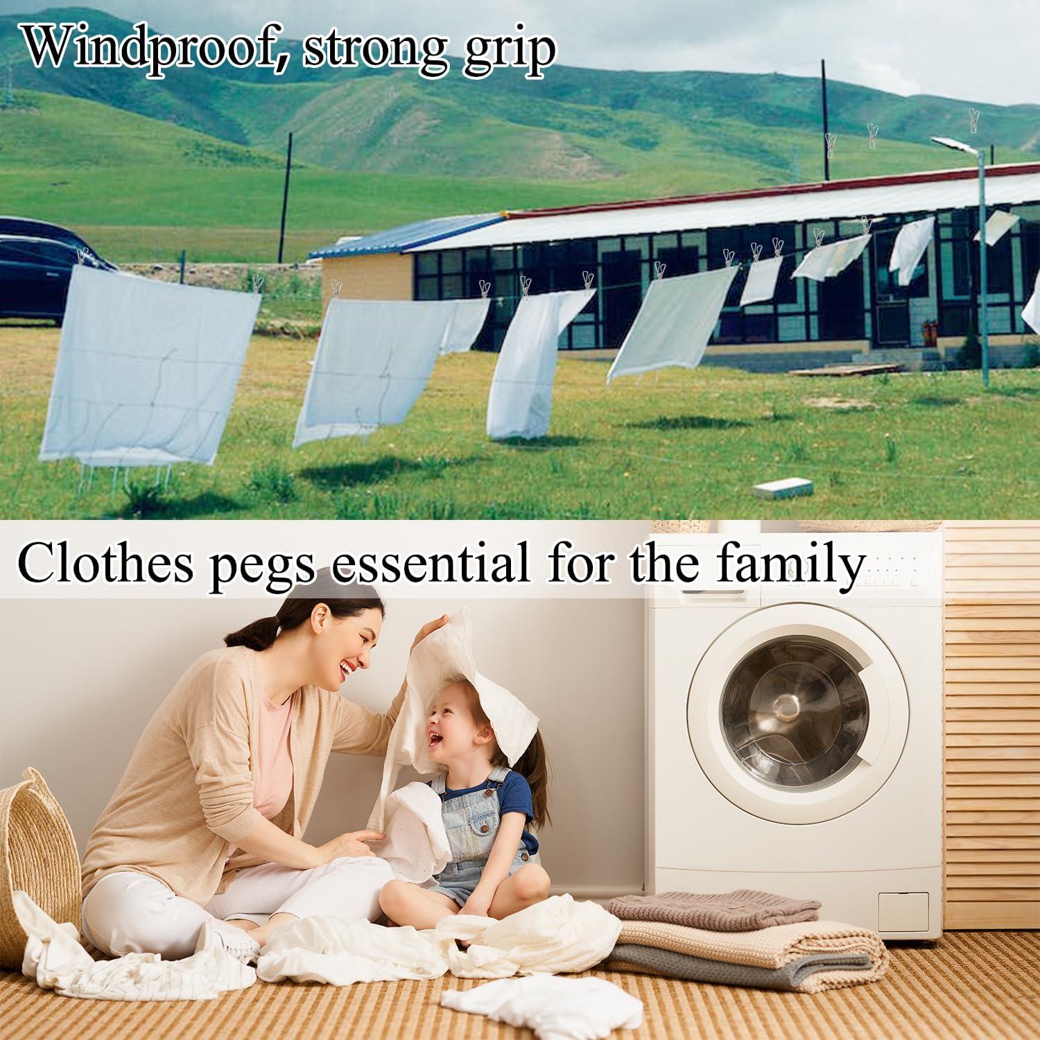 Paquete de 100 Pinzas de Ropa de Metal BONYCUST - Acero Inoxidable