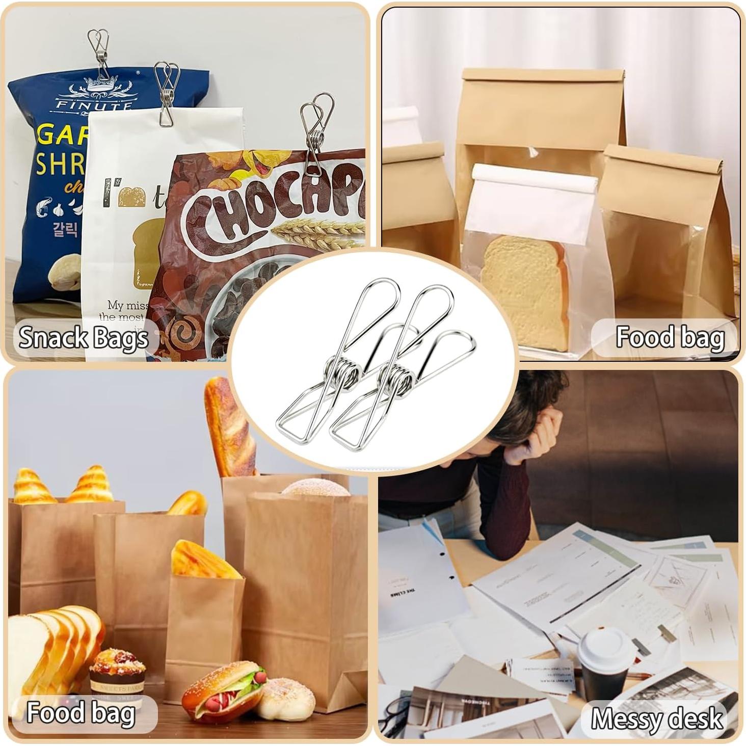 Paquete de 100 Pinzas de Ropa de Metal BONYCUST - Acero Inoxidable