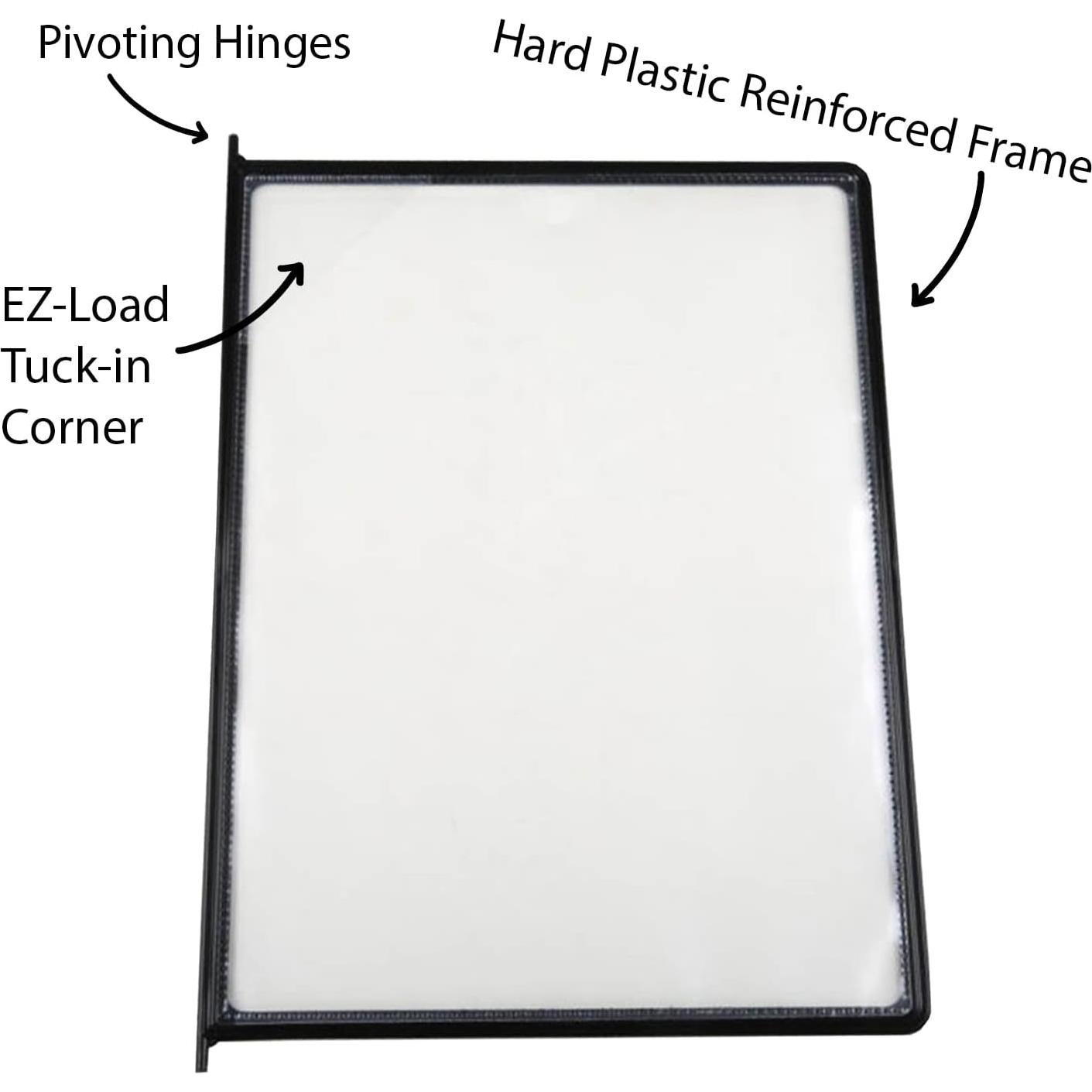 Bolsillos de Exhibición Doble Cara M&T Displays 21.6x27.9 cm Negro (10 Pzs)