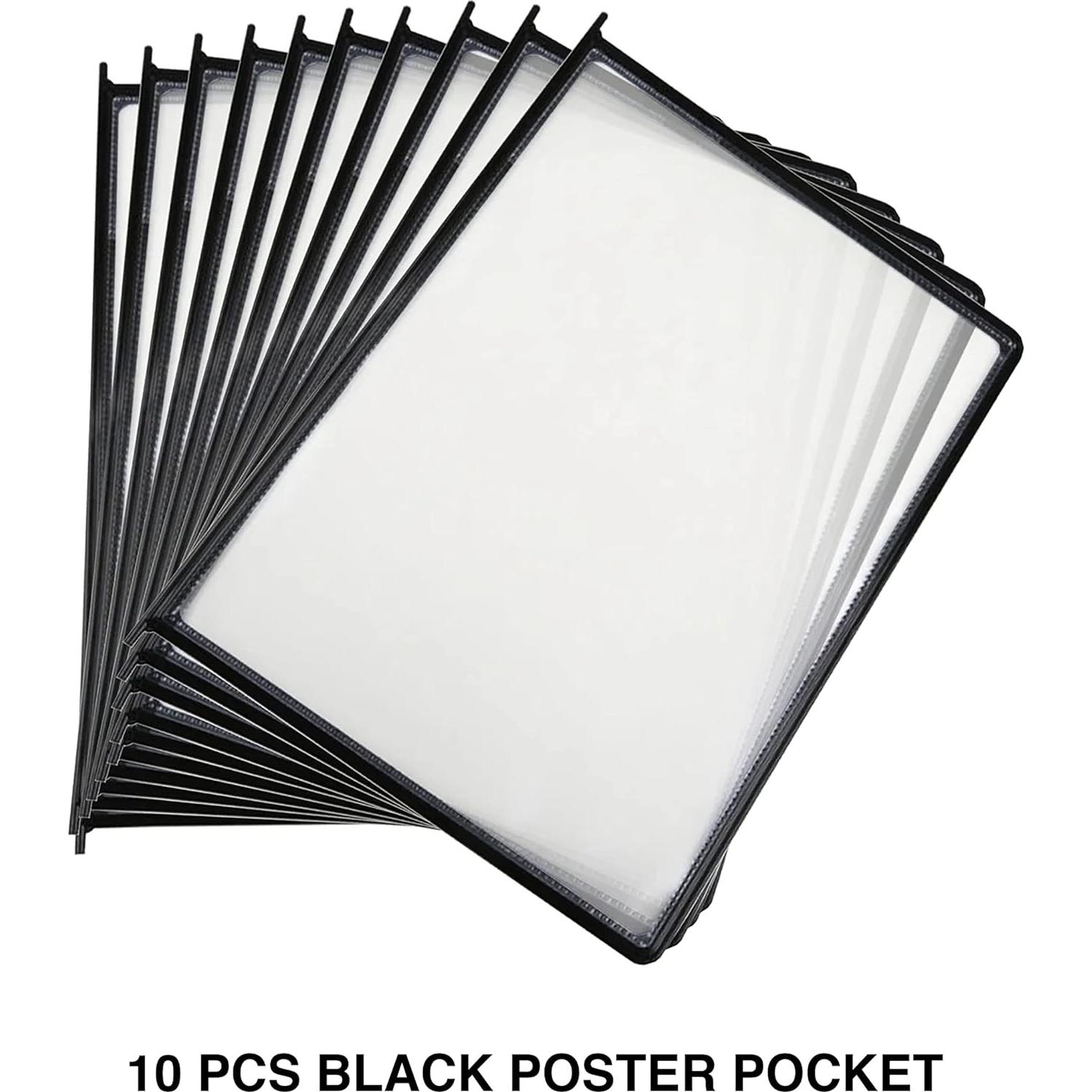 Bolsillos de Exhibición Doble Cara M&T Displays 21.6x27.9 cm Negro (10 Pzs)