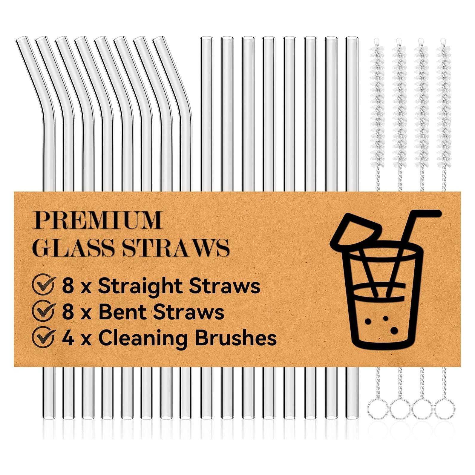 Juego de 20 Pajitas de Vidrio Reutilizables FOOGWEE 101mm