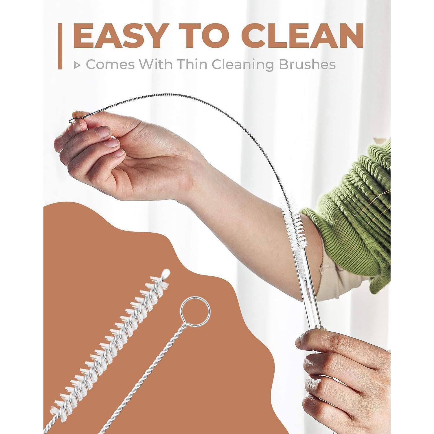 Juego de 20 Pajitas de Vidrio Reutilizables FOOGWEE 101mm