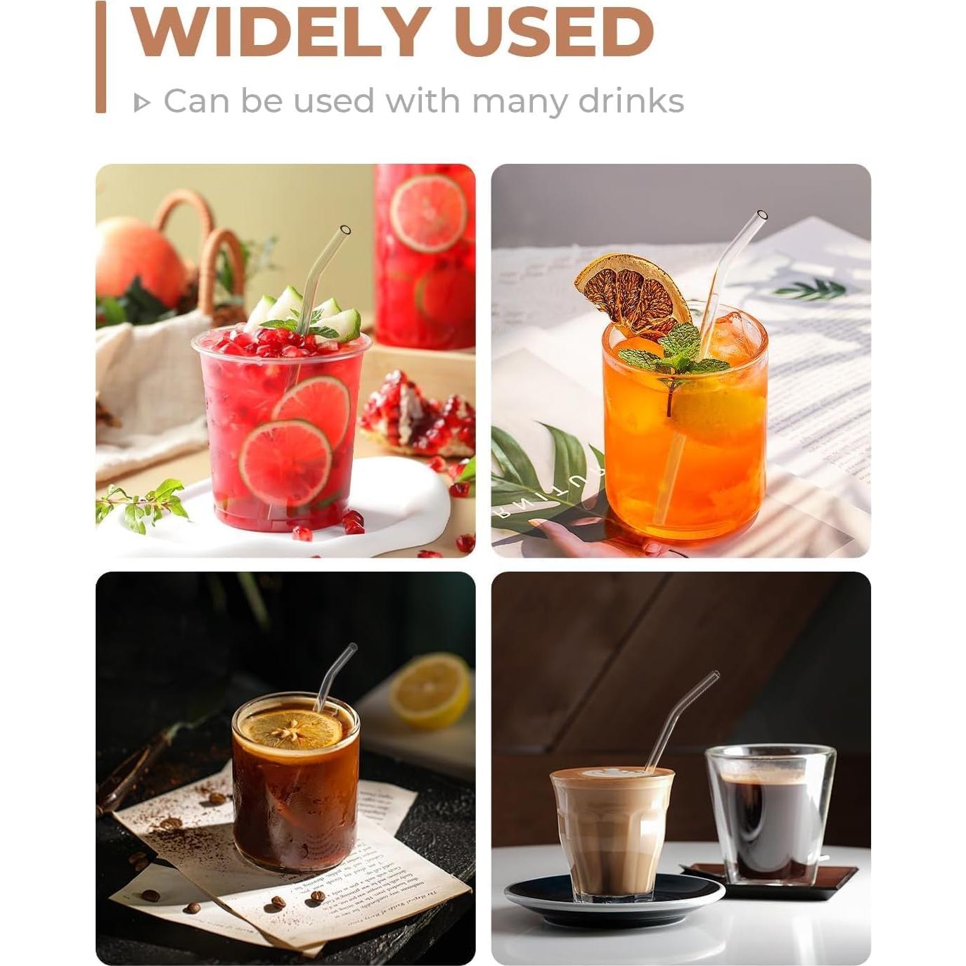 Juego de 20 Pajitas de Vidrio Reutilizables FOOGWEE 101mm