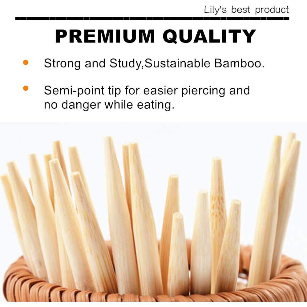 Pinchos de Bambú HOPELF Semi Punta 14 cm 100 pcs para BBQ