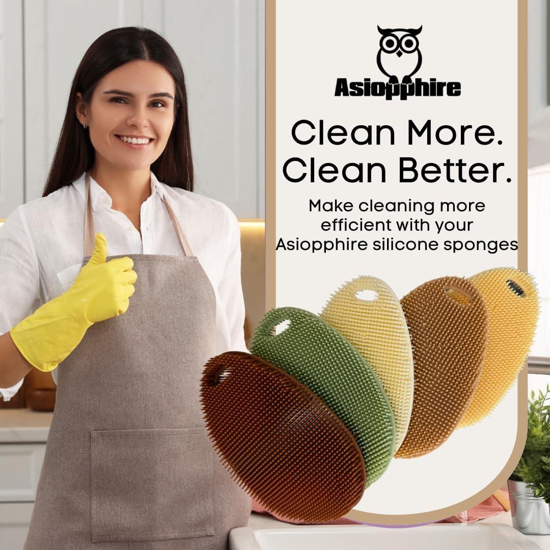 Esponjas de Silicona para Platos Asiopphire - Paquete de 5 Otoño