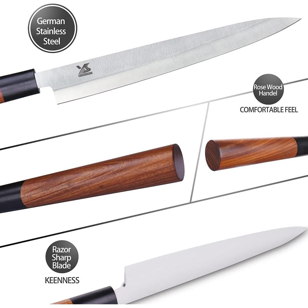 Set de 3 cuchillos Sashimi MSY BIGSUNNY - Acero inoxidable