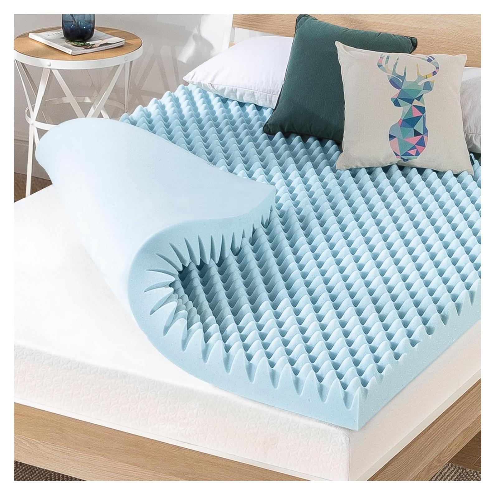 Colchón de Espuma de Memoria 4" Mejor Precio Twin XL Azul Claro