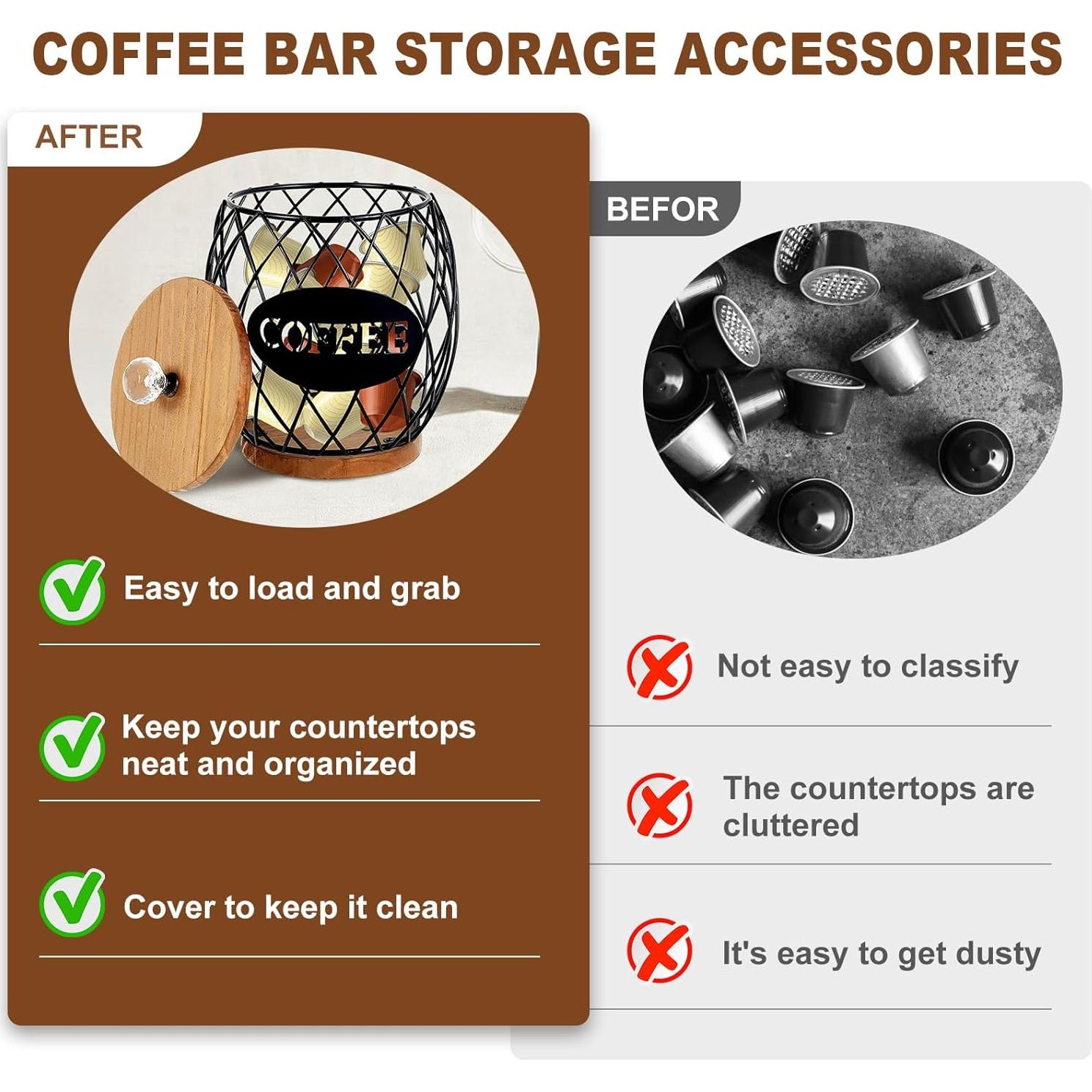 Cesta de Almacenamiento de Cápsulas de Café STUIPIUL Negra