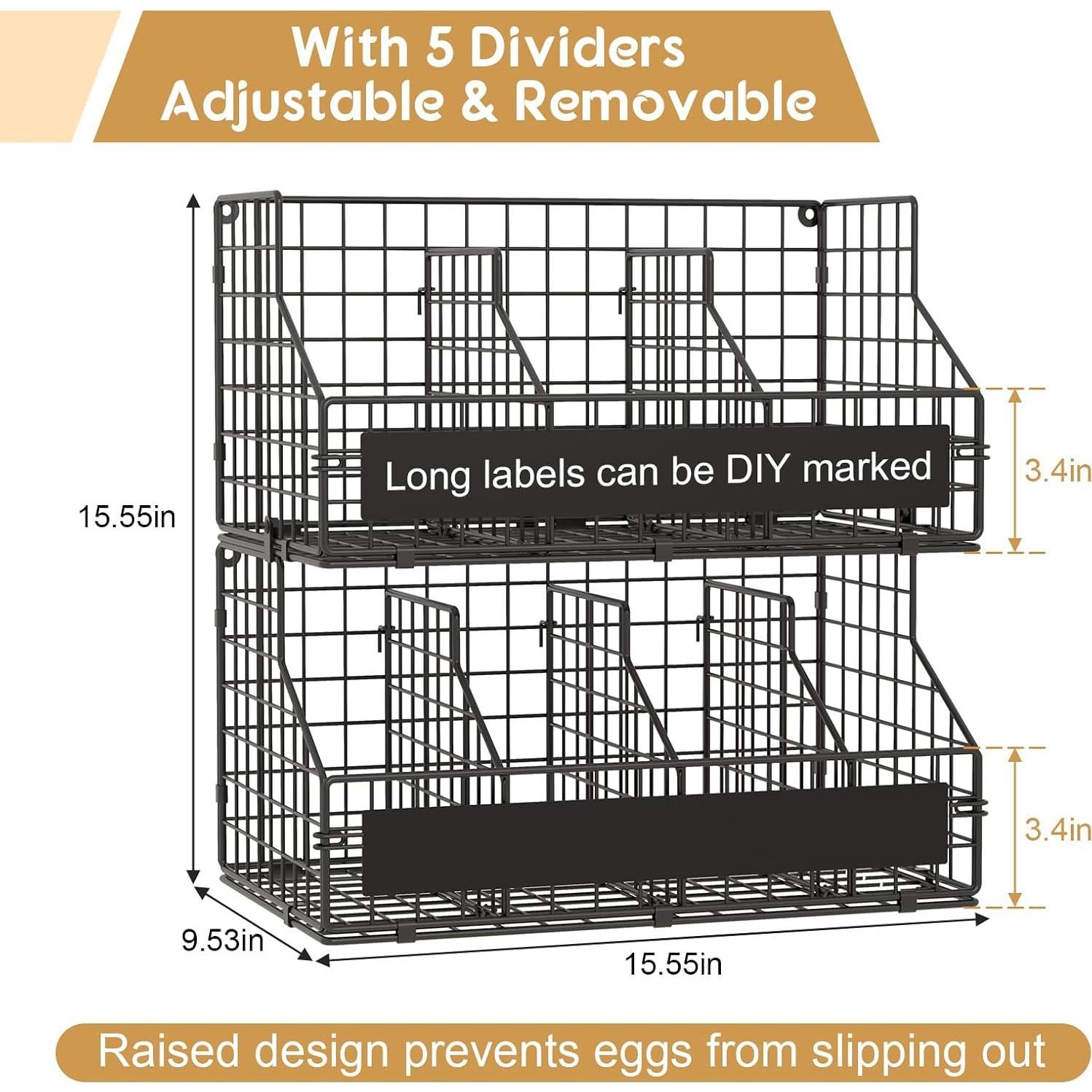 Soporte para Huevos Frescos keomaisyto con 5 Divisores Ajustables