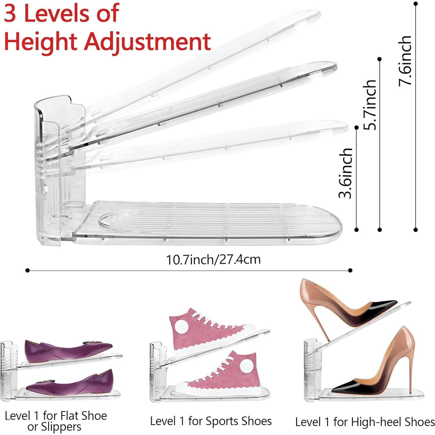 Organizador de Zapatos Yes!Fresh 3 Niveles Transparente 2 Paquete