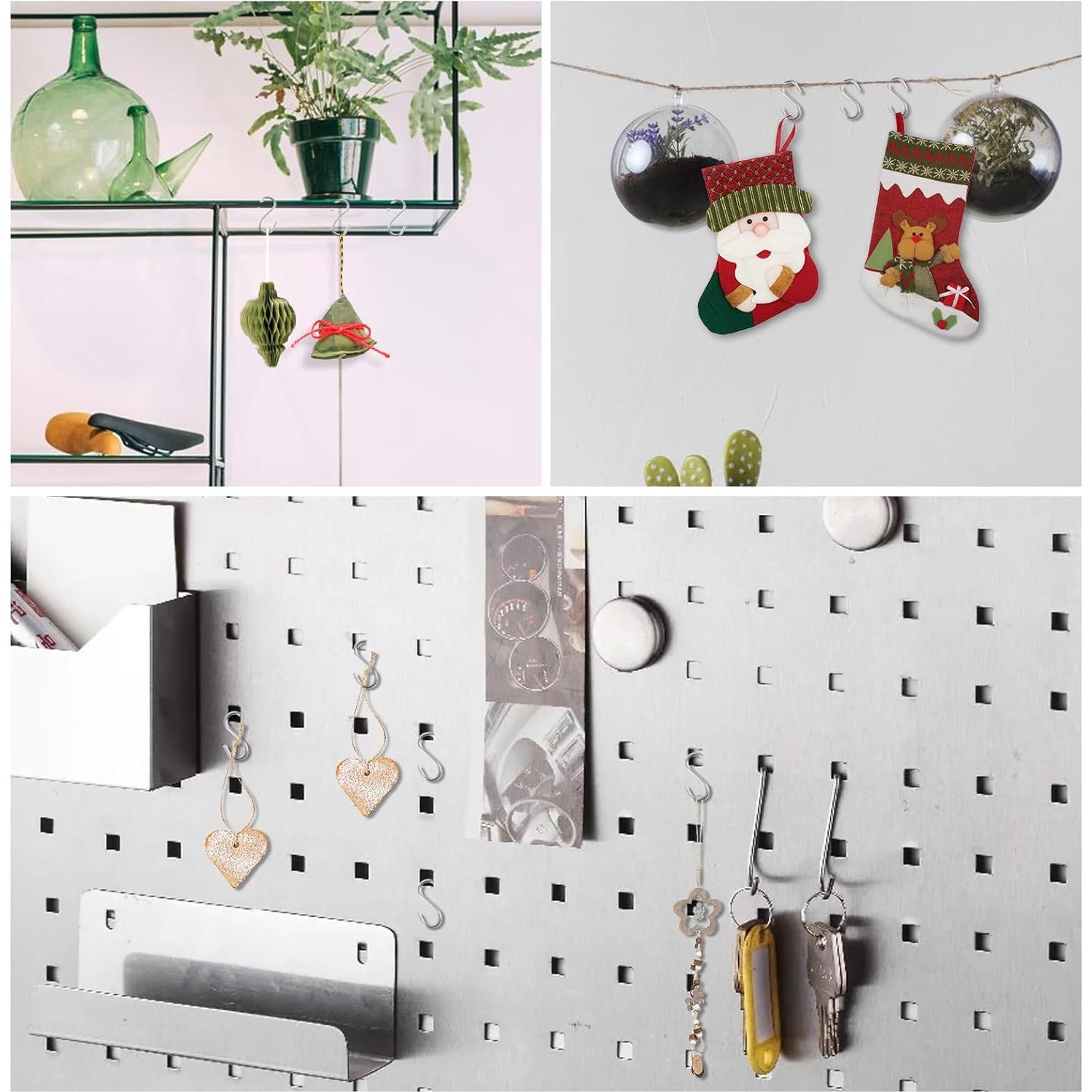 100 Ganchos en S Mini de Acero Inoxidable Plata 14x9mm