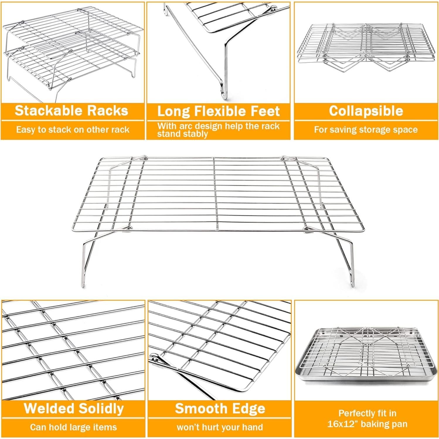 Rejilla de Enfriamiento Apilable TeamFar 38.1x25.9 cm Acero Inoxidable