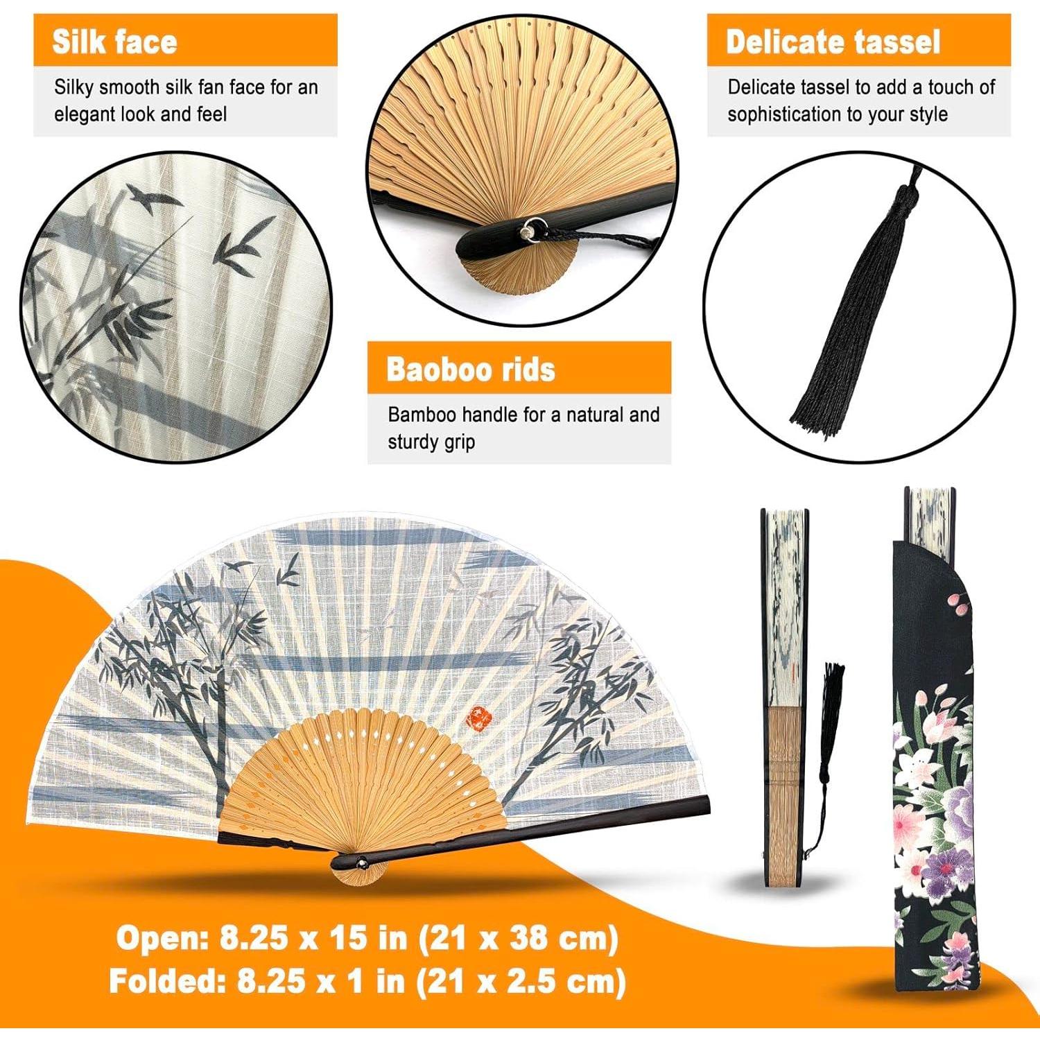 Abanico Plegable OMyFans de Bambú y Seda - 20.96 cm Blanco