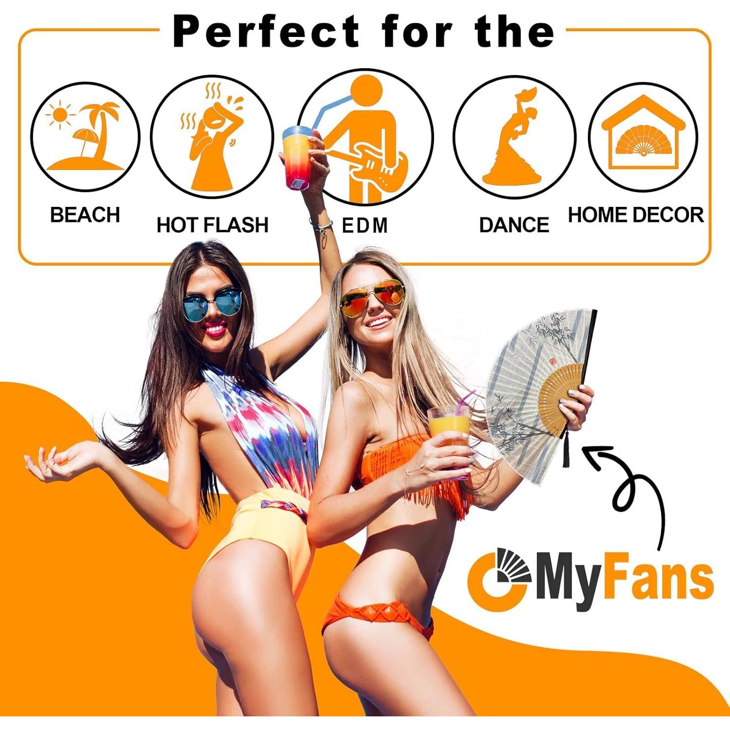 Abanico Plegable OMyFans de Bambú y Seda - 20.96 cm Blanco