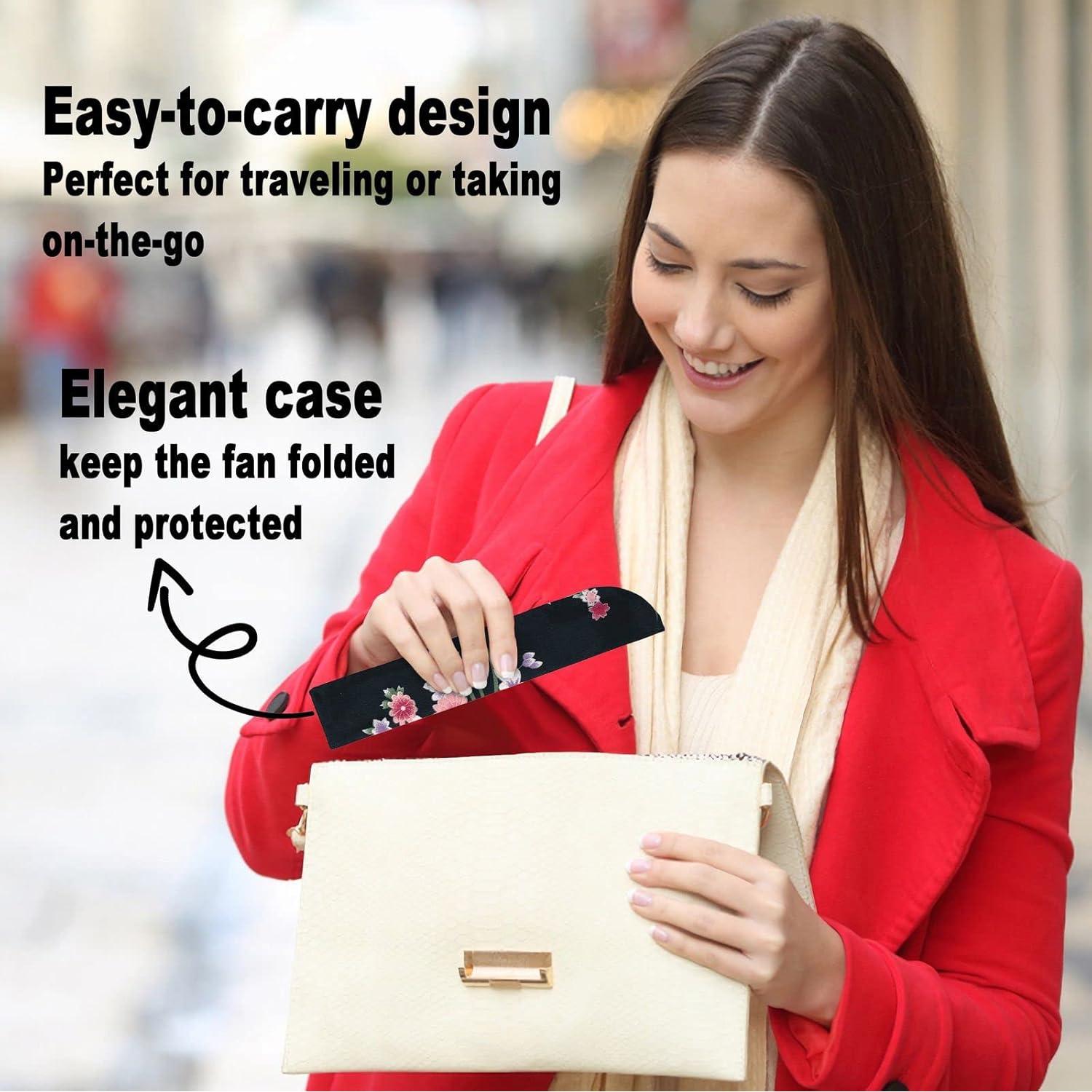 Abanico Plegable OMyFans de Bambú y Seda - 20.96 cm Blanco