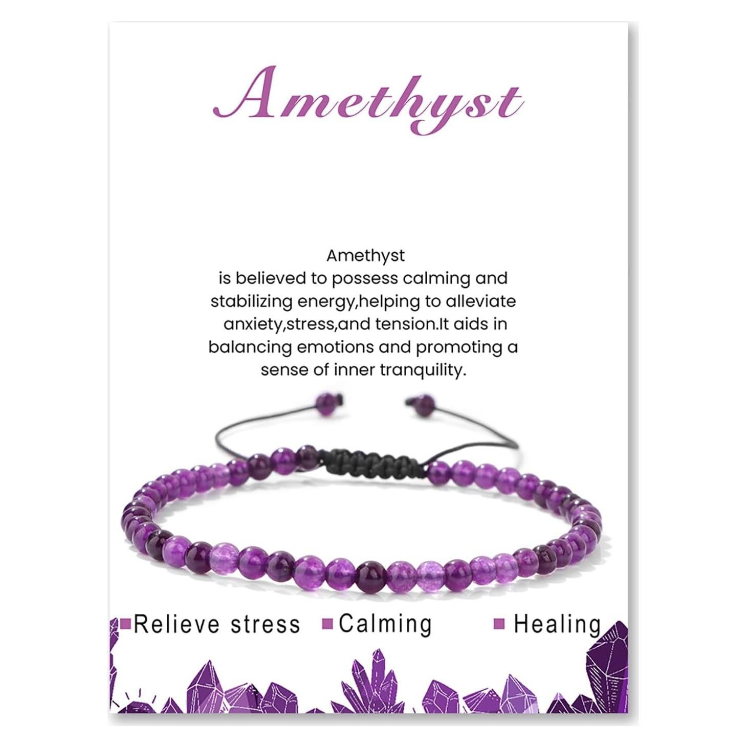 Tobillera de Perlas de Amatista Hecha a Mano para Mujeres