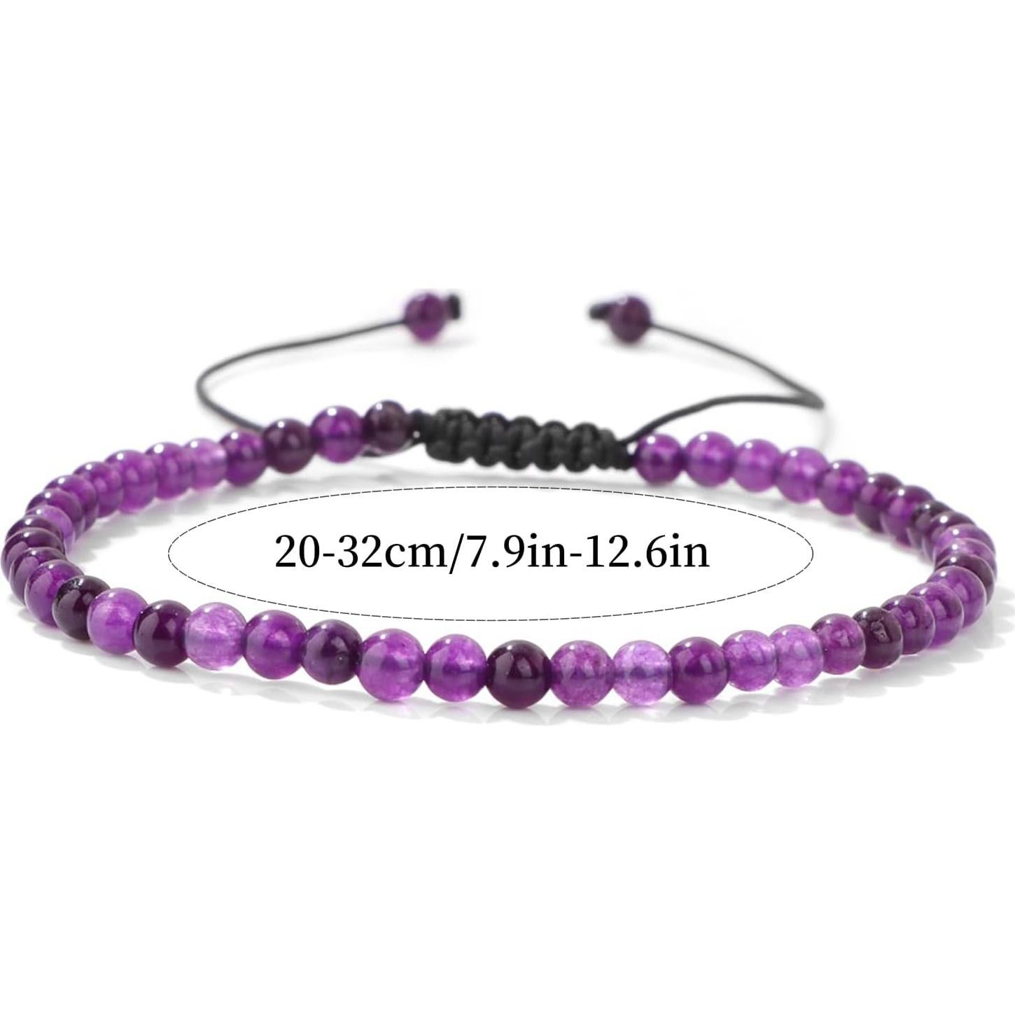 Tobillera de Perlas de Amatista Hecha a Mano para Mujeres