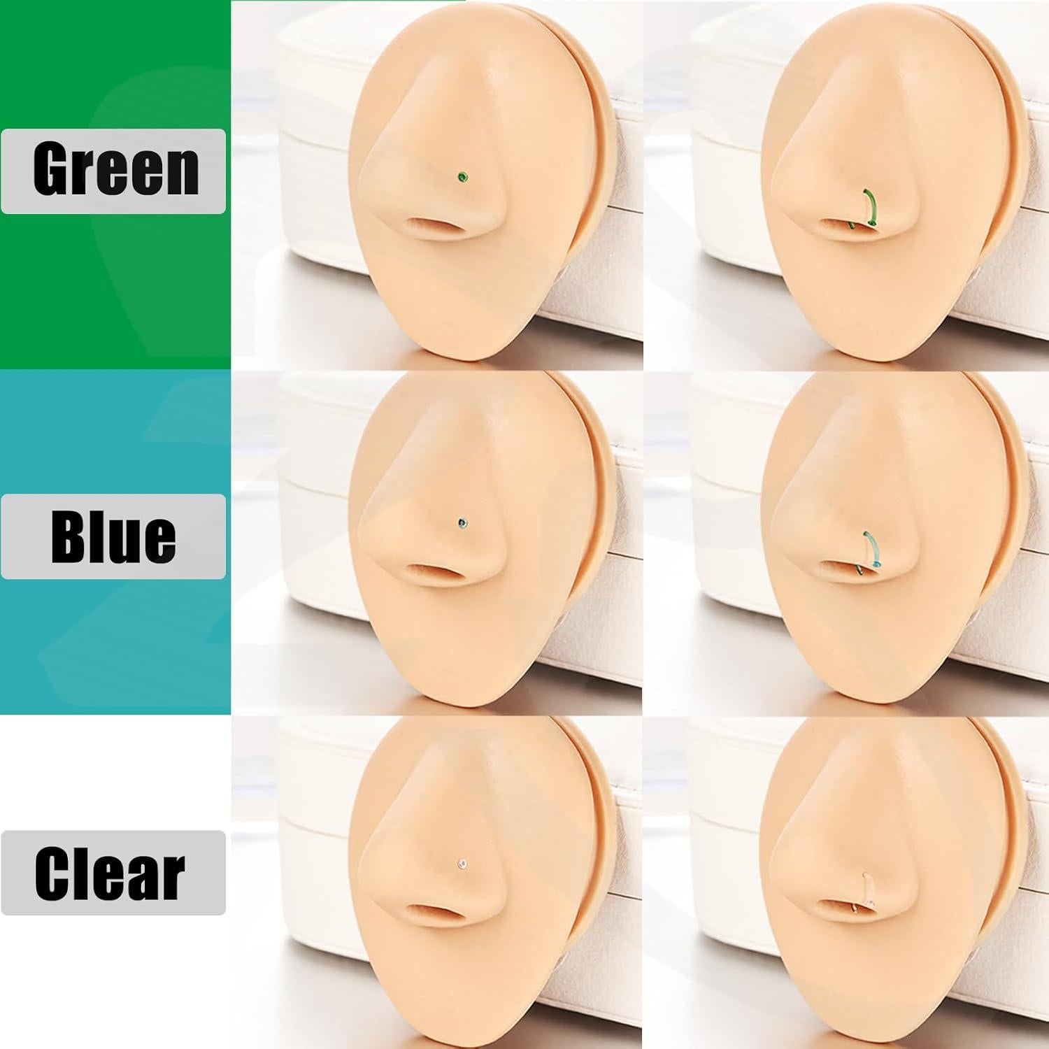 Retenedores de Perforación de Nariz ZS 18G Vidrio Claro - 3 Piezas