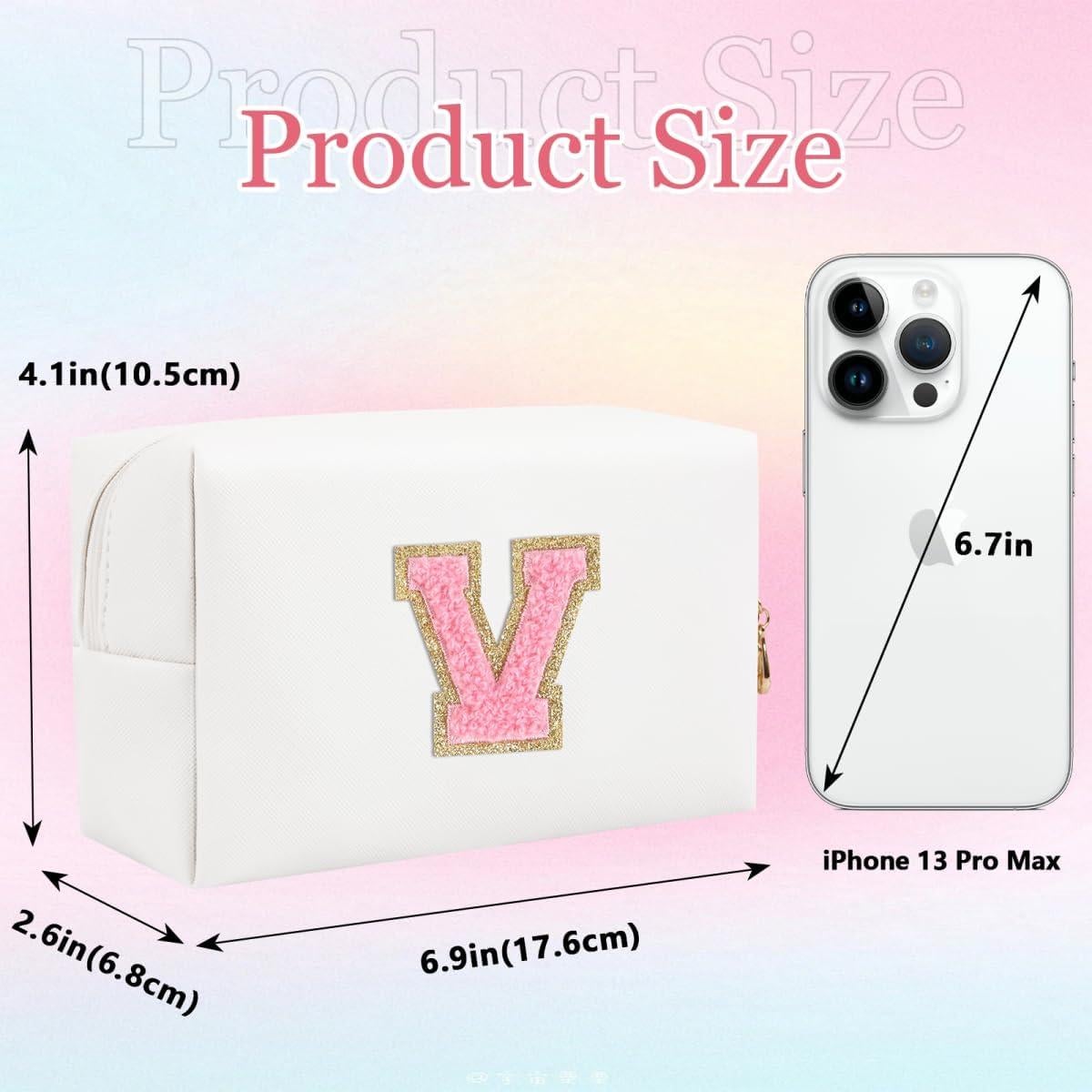 Neceser de Maquillaje Personalizado HENGNI Cuero PU Blanco Rosa