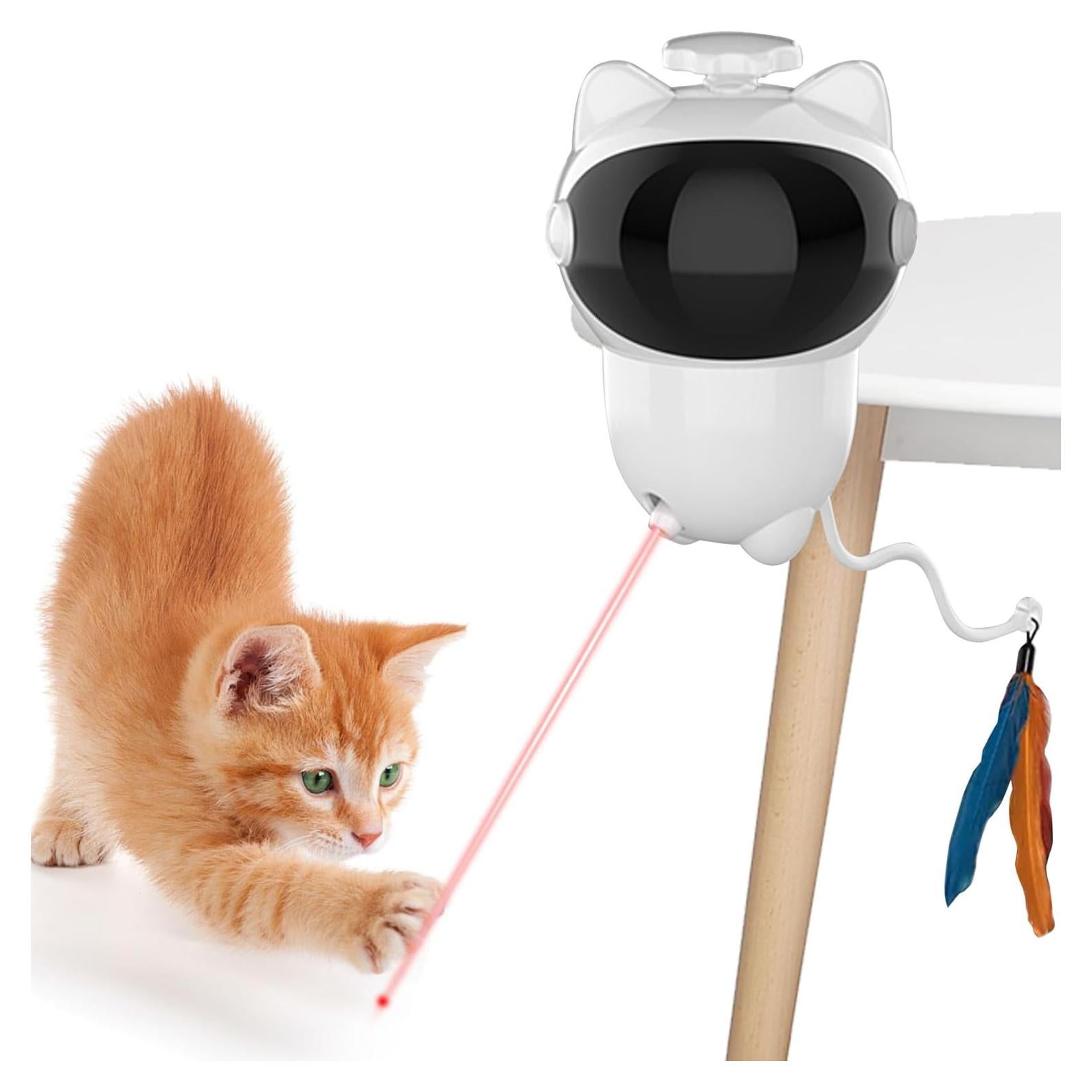 Juguete Interactivo para Gatos MECBOT con Luz LED y Pluma