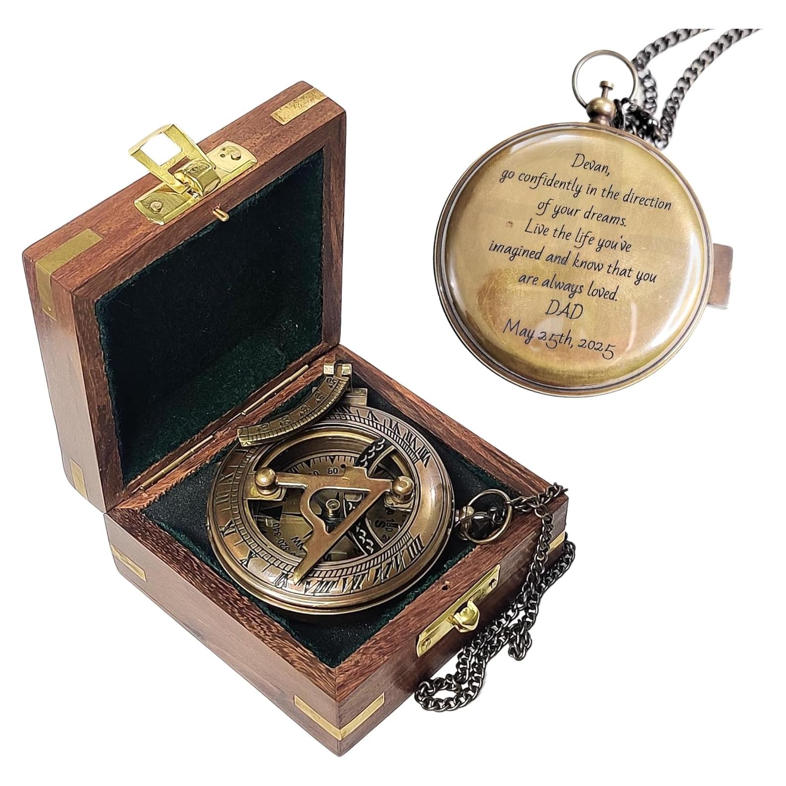 Brújula Náutica Personalizada TheCraftHouse con Caja de Madera