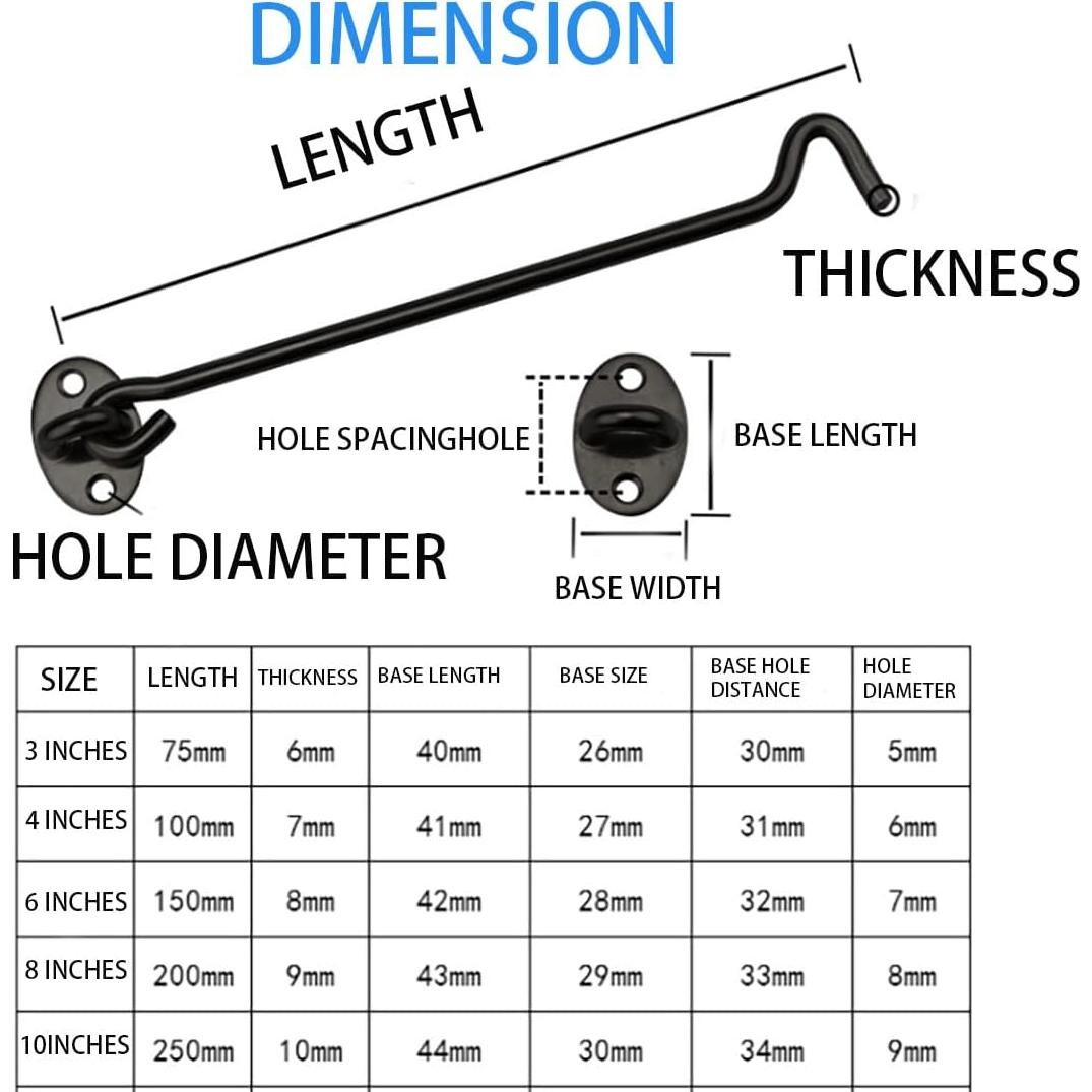 Gancho y Ojo de Privacidad MIKMAYTOO para Puerta de Granero 15.24 CM