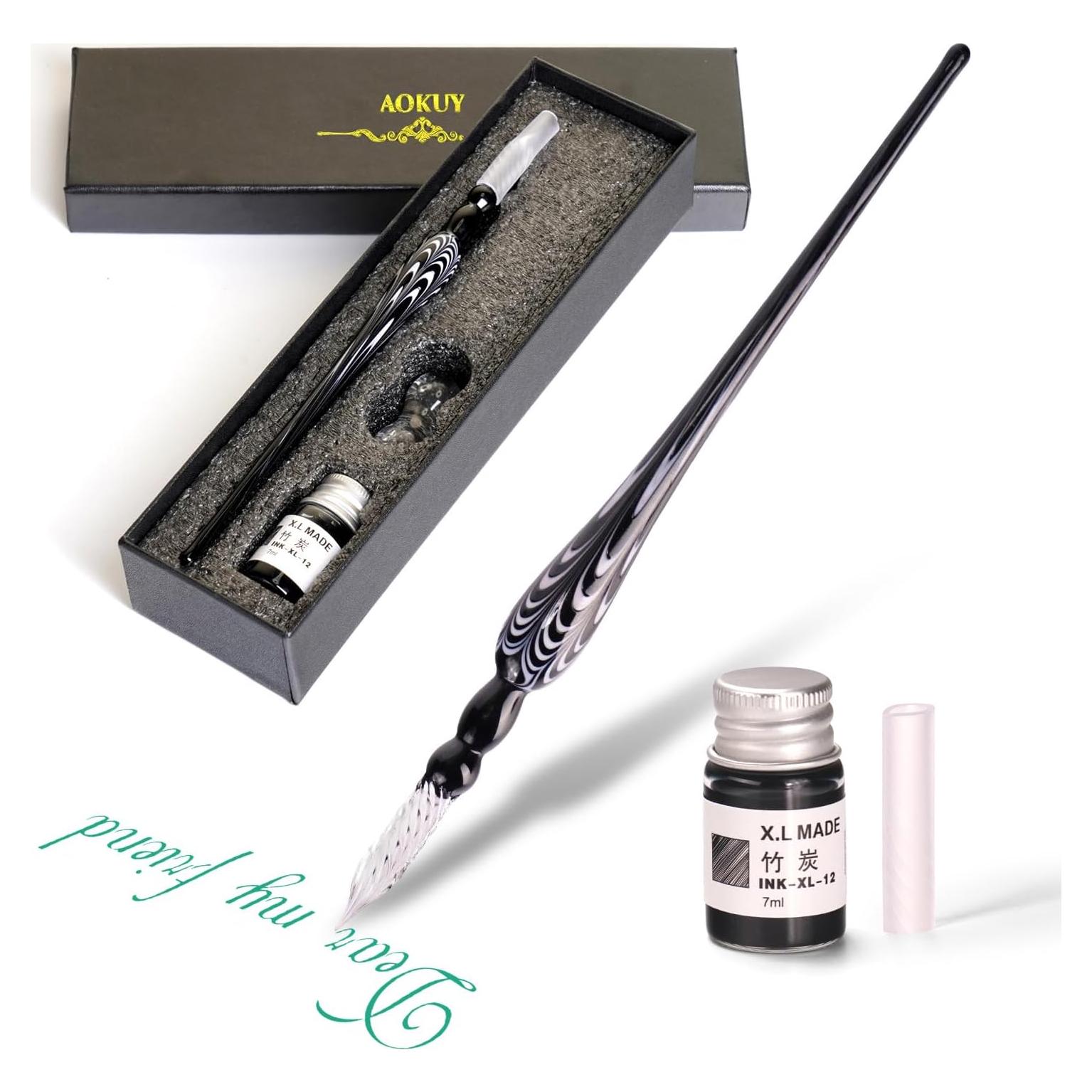 Pluma de Caligrafía de Vidrio AOKUY - 18.5cm, Multicolor