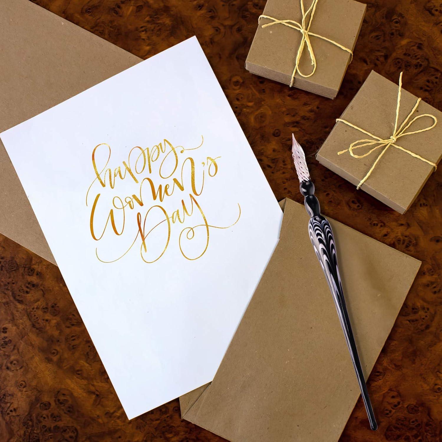 Pluma de Caligrafía de Vidrio AOKUY - 18.5cm, Multicolor