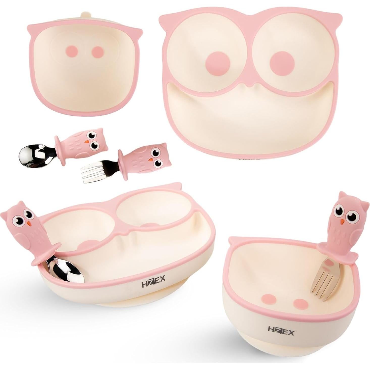 Conjunto de Alimentación para Bebés HZEX - 4 Piezas Silicona Azul