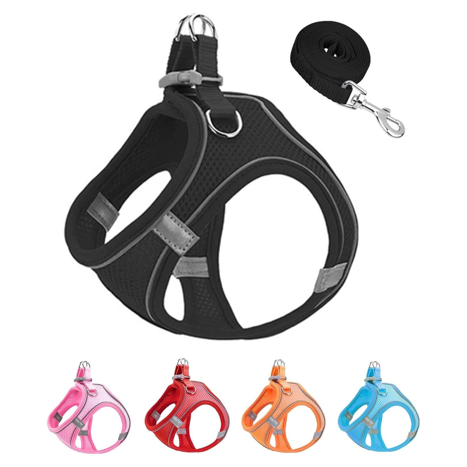 Arnés y Correa para Perros JUFOO XXXS Negro Reflectante