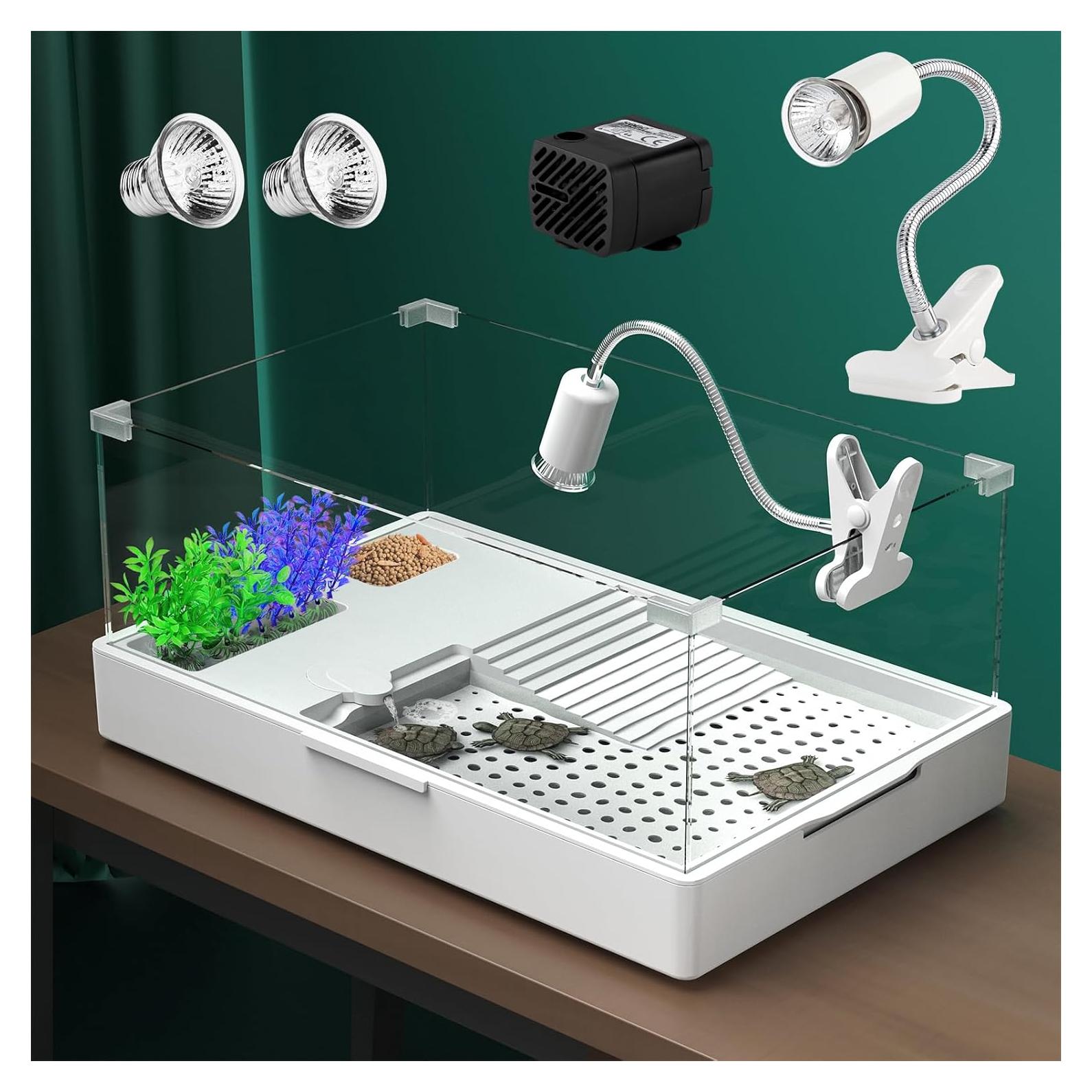Tanque de Tortugas Geegoods con Luz y Bomba de Agua 39.9x30x25.4cm