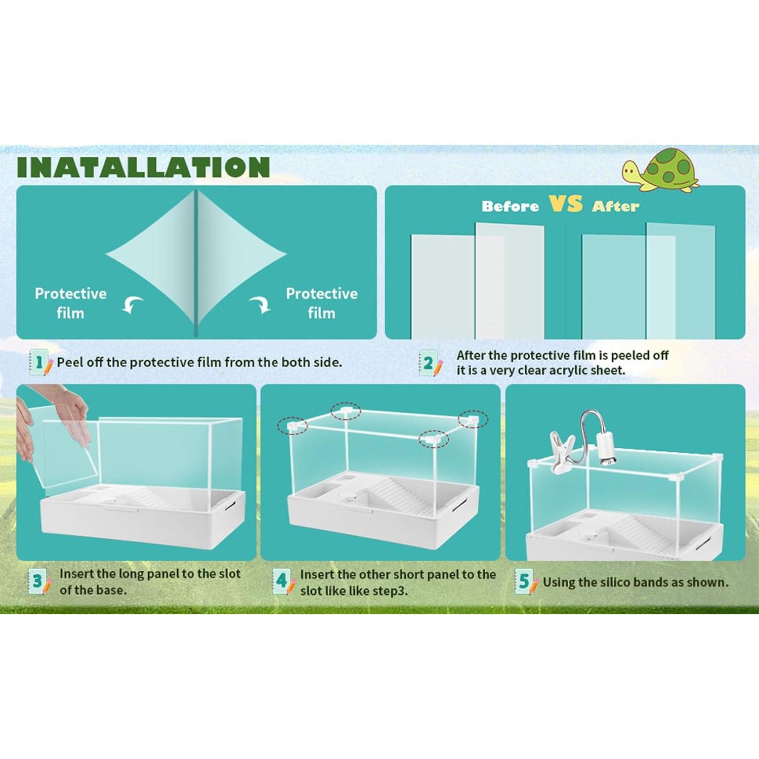 Tanque de Tortugas Geegoods con Luz y Bomba de Agua 39.9x30x25.4cm
