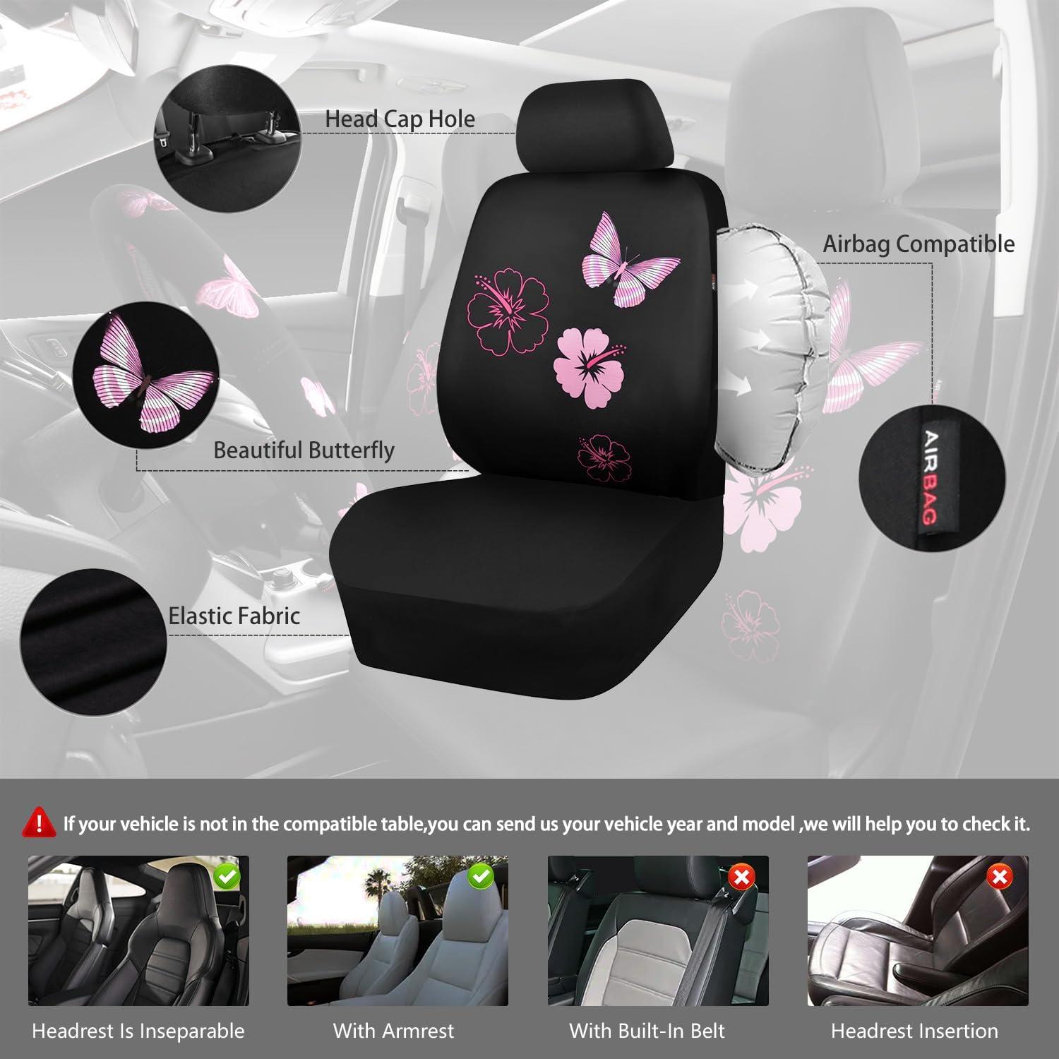 Juego Completo de Fundas de Asiento y Tapetes CAR PASS - Mariposa