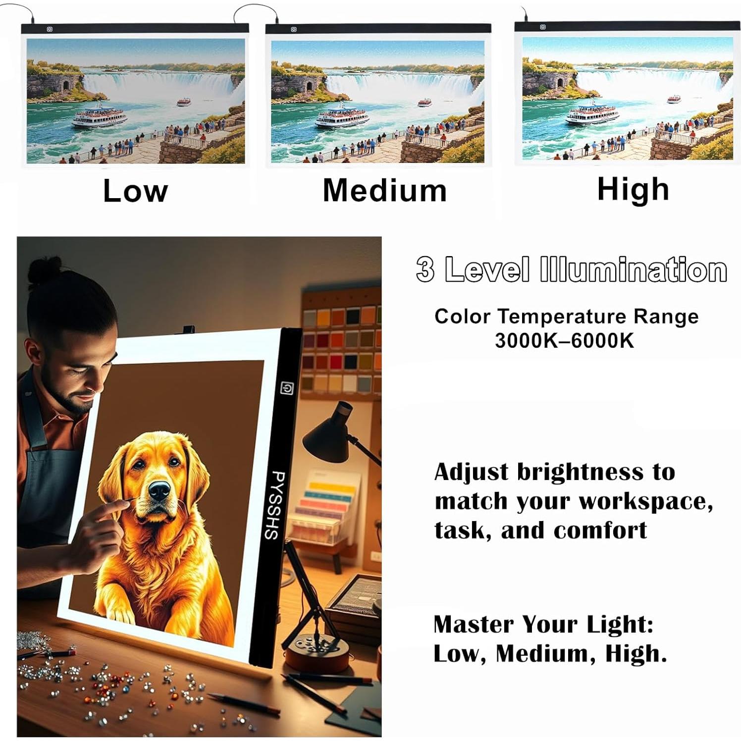 Almohadilla de luz LED A2 PYSSHS con 3 niveles de brillo