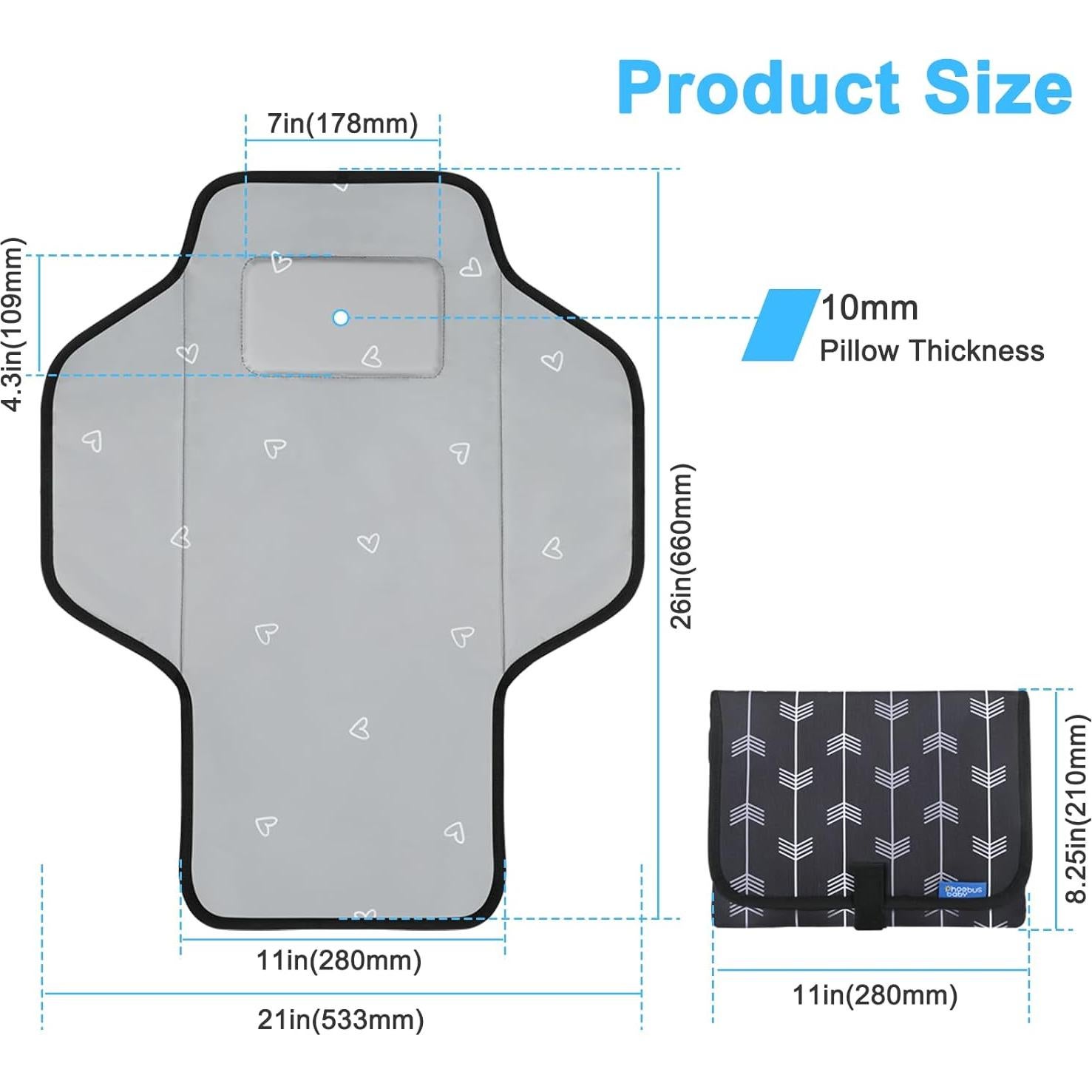Almohadilla de Cambio Portátil PHOEBUS BABY Negra 66x53 cm