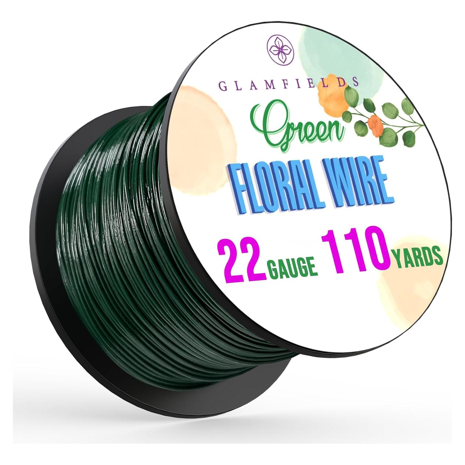Alambre Floral GLAMFIELDS 22 Gauge Verde 100 Metros para Artesanías