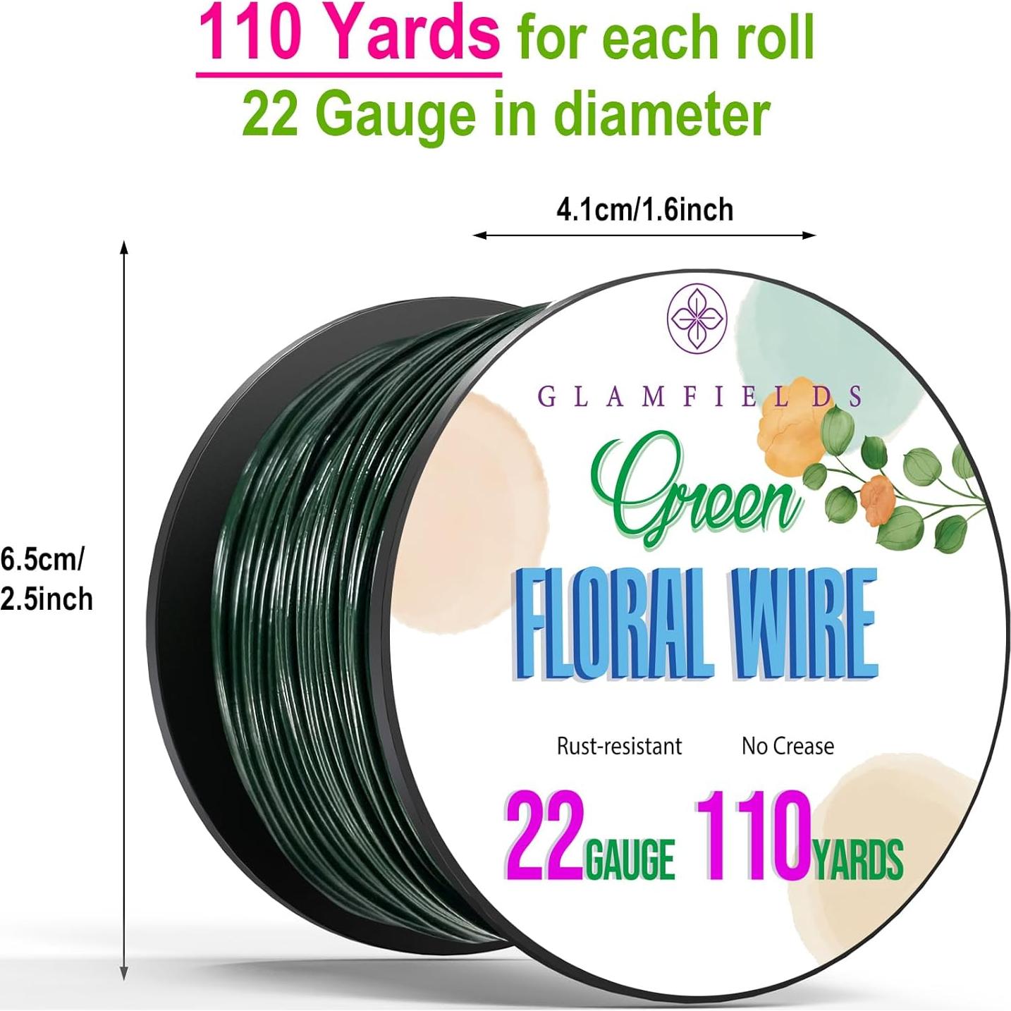 Alambre Floral GLAMFIELDS 22 Gauge Verde 100 Metros para Artesanías