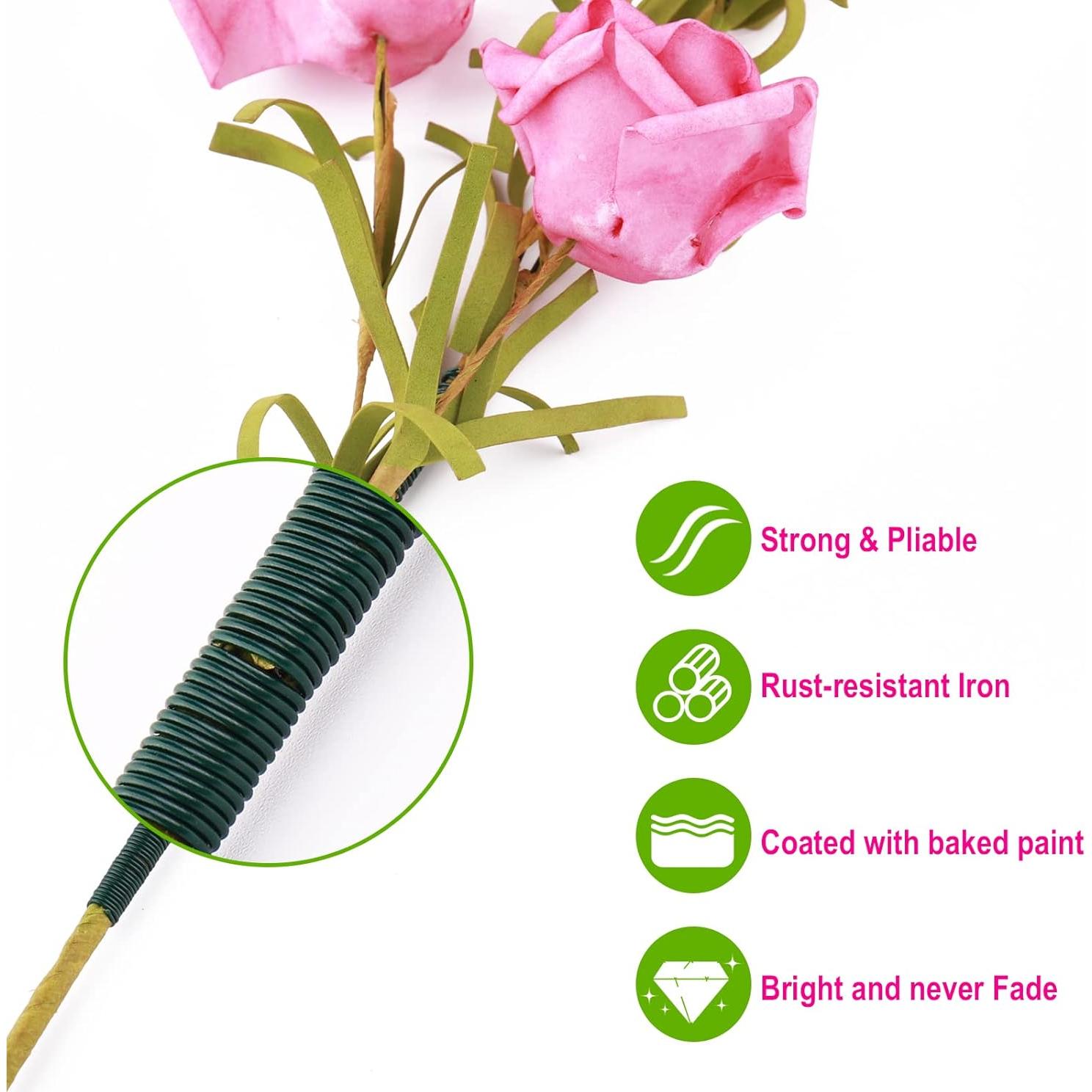 Alambre Floral GLAMFIELDS 22 Gauge Verde 100 Metros para Artesanías