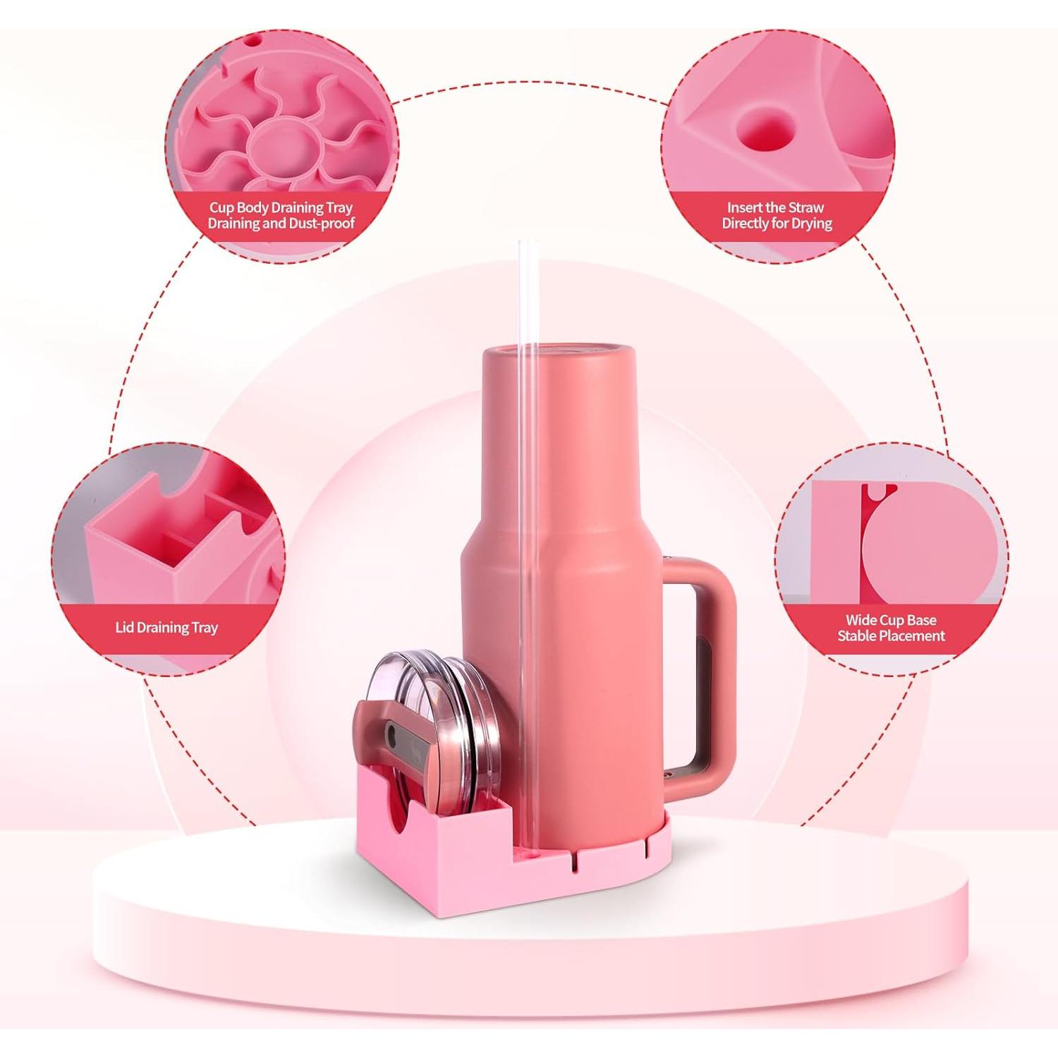 Soporte Secado Botellas Silicona Grado Alimenticio Rosa Heartybay